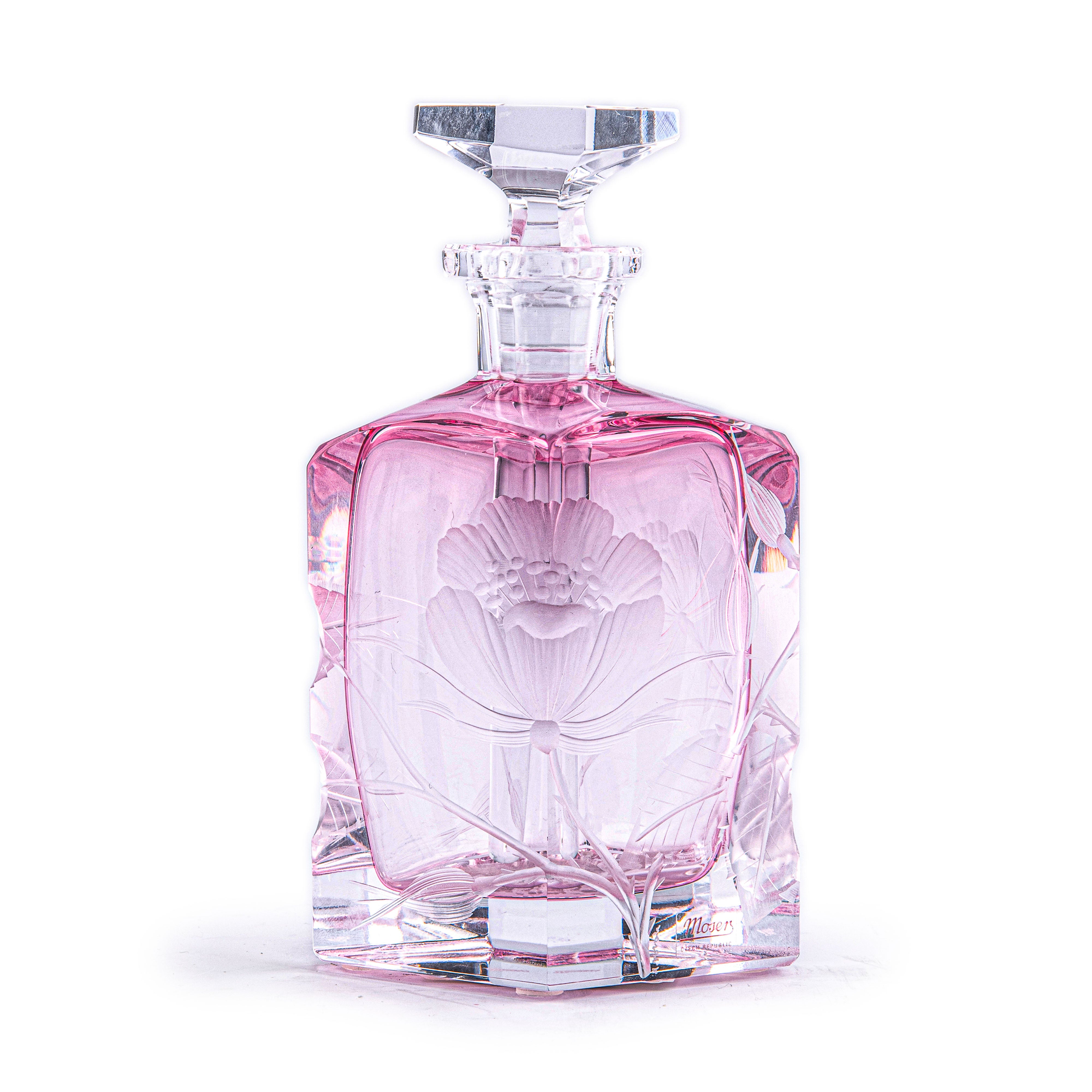 Moser. Pink Crystal Perfume Bottle. 80 ML