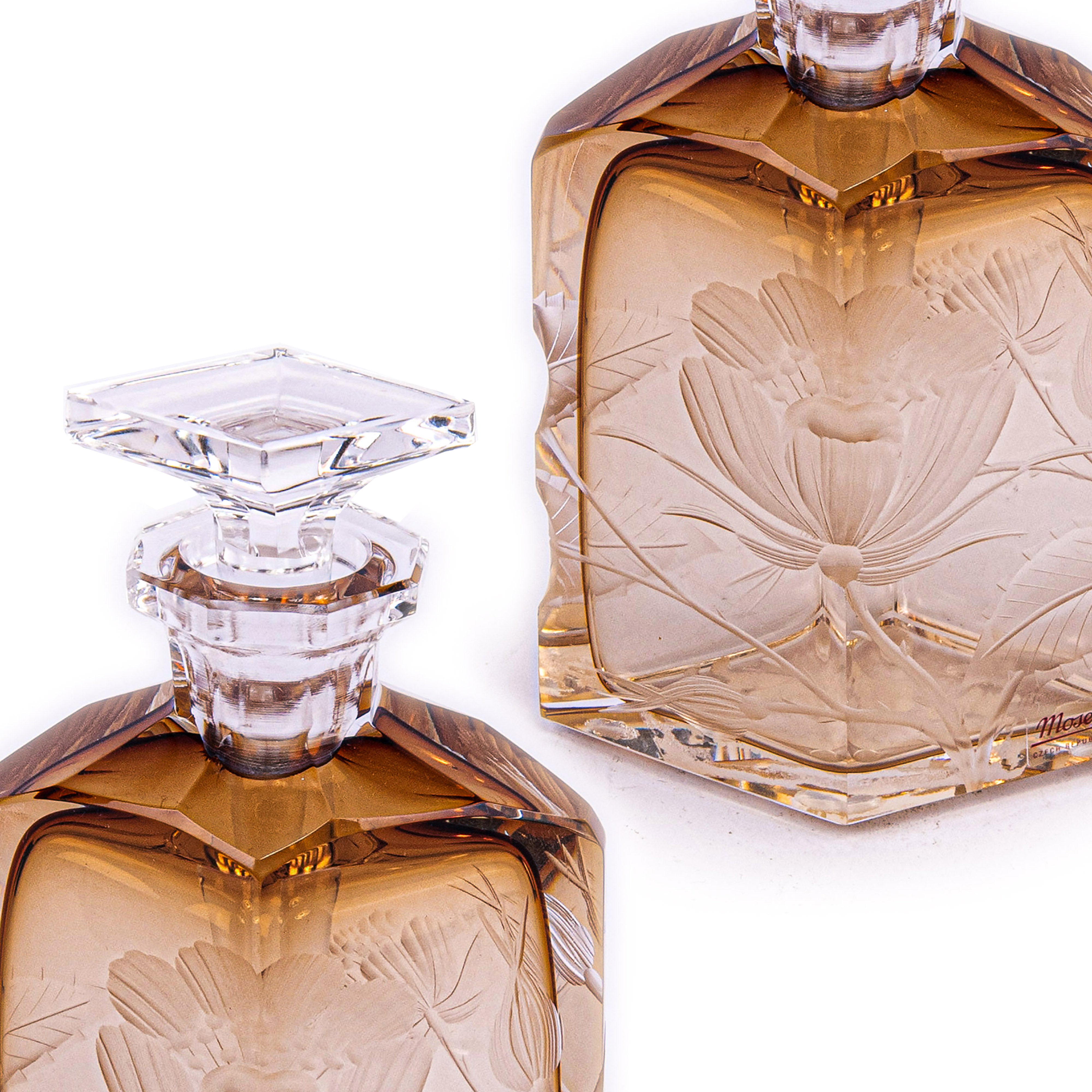 Moser. Amber Crystal Perfume Bottle. 80 ML