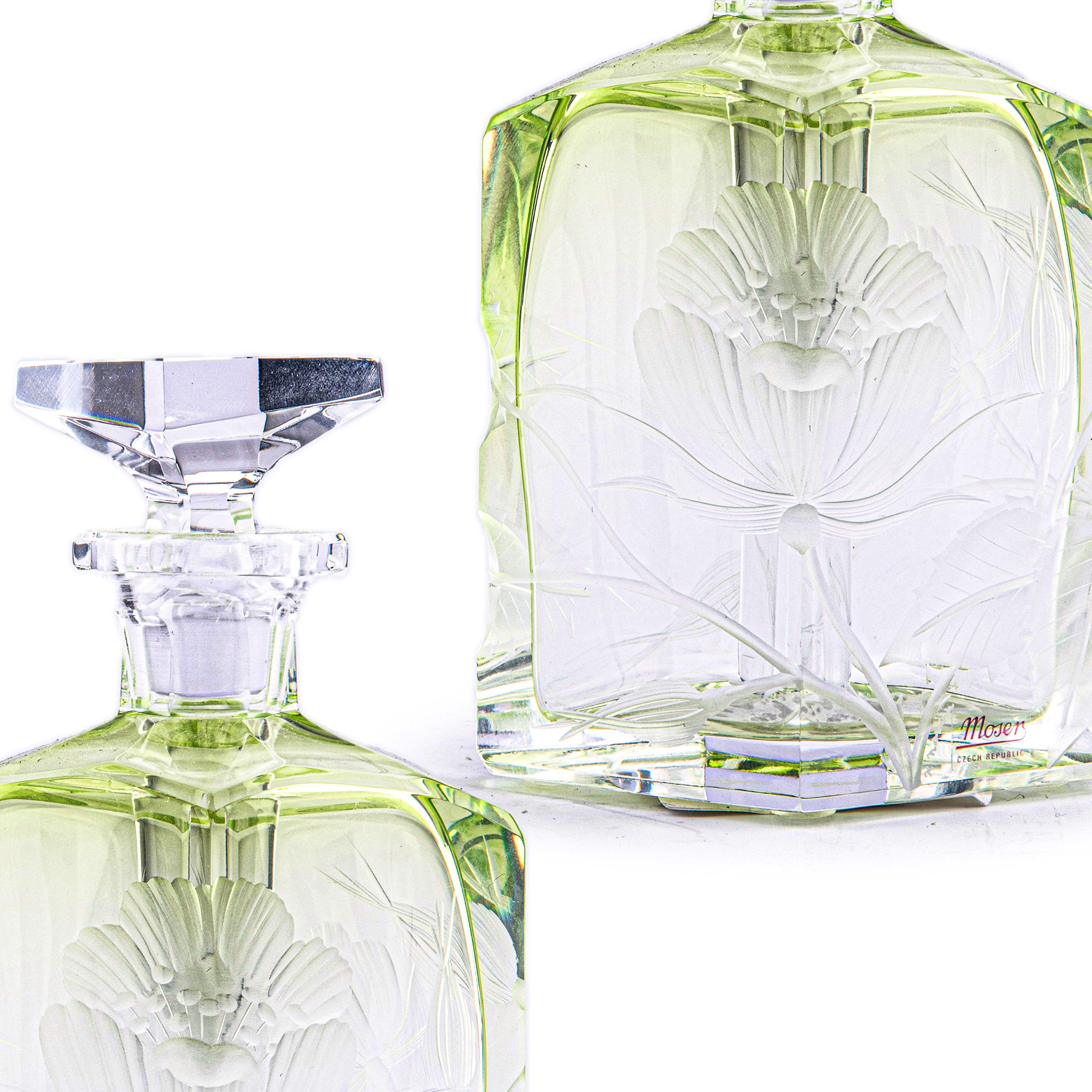 Moser. Green Crystal Perfume Bottle. 80 ML