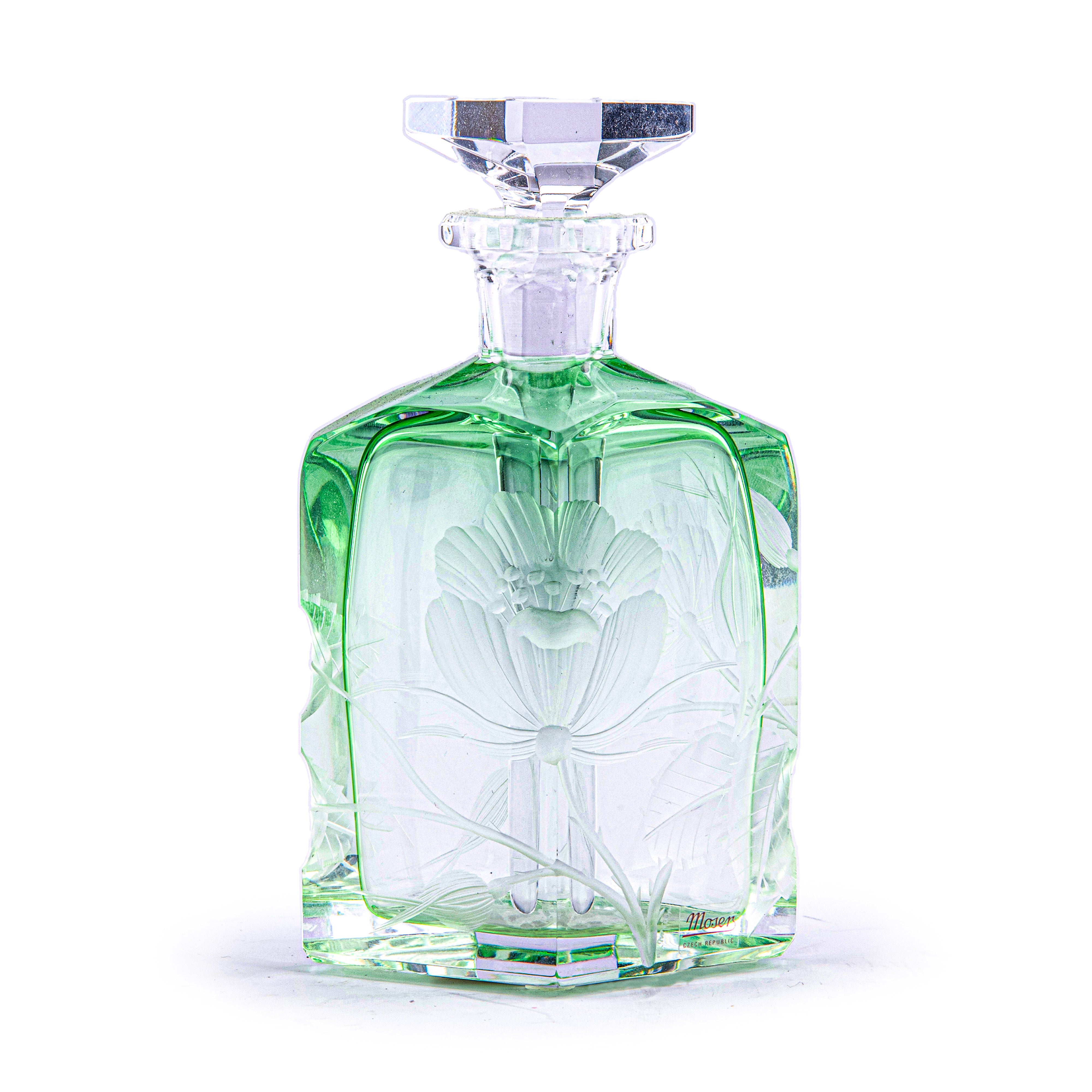 Moser. Green Crystal Perfume Bottle. 80 ML