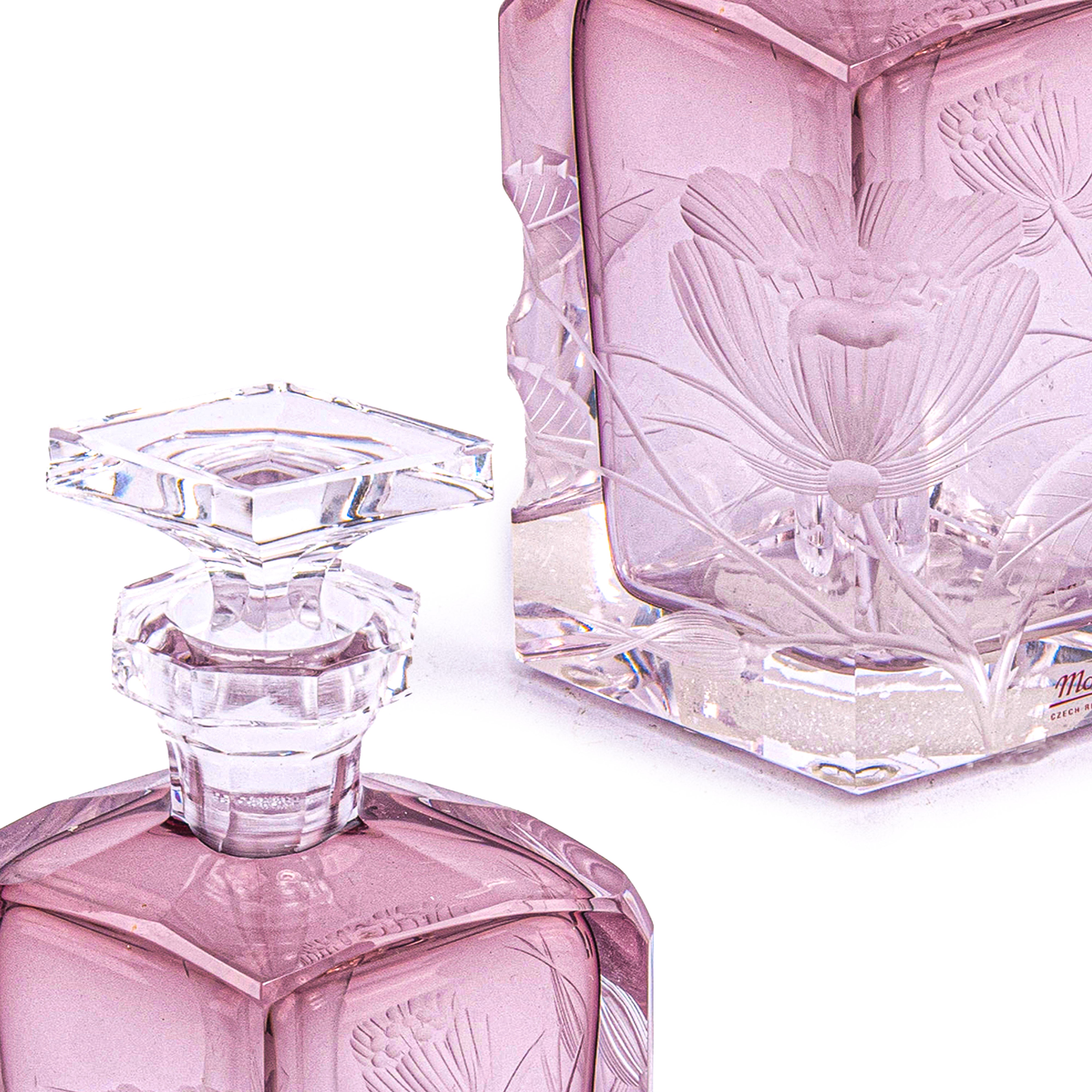Moser. Purple Crystal Perfume Bottle. 80 ML