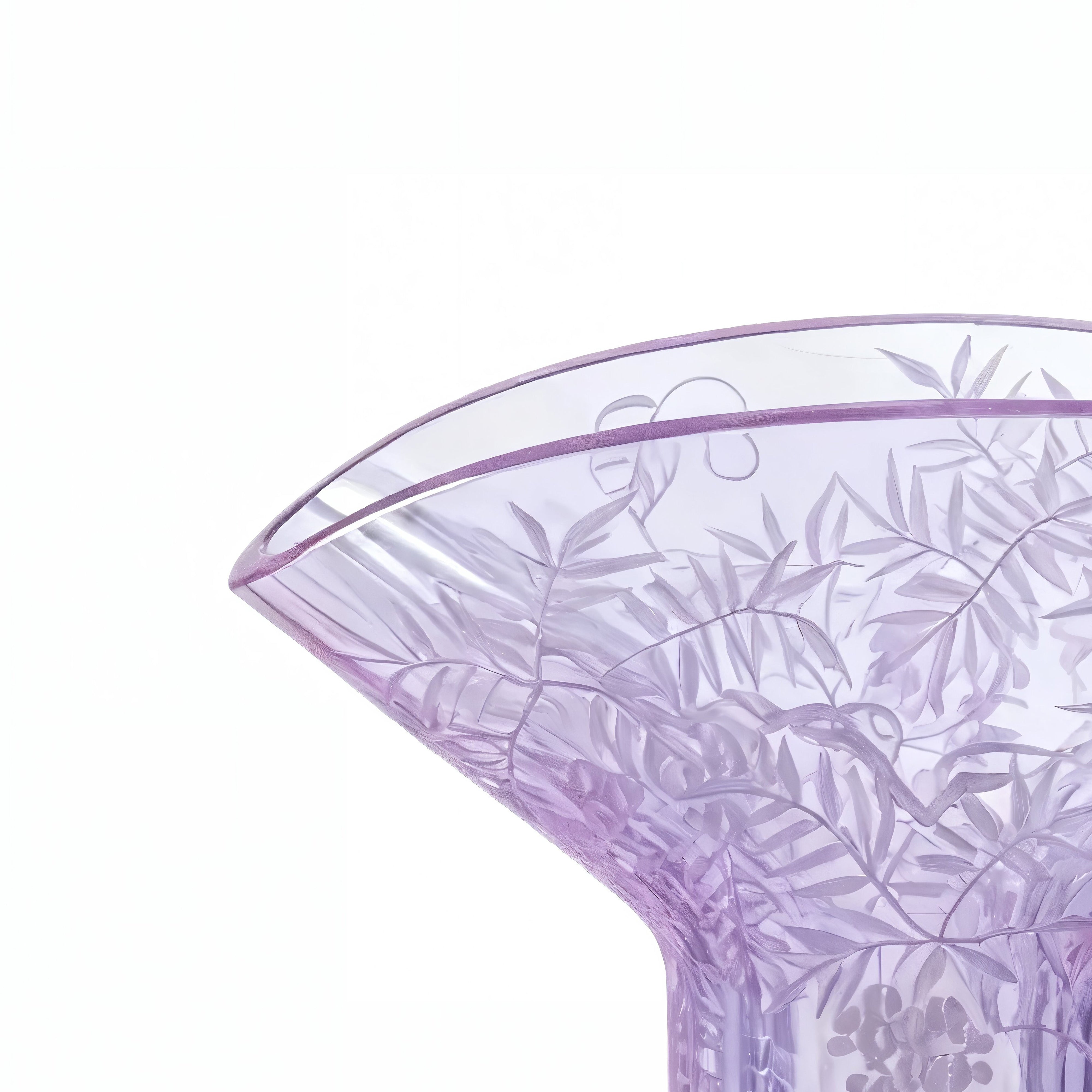 Moser. Crystal Vase Engraved with Plant Branches. (Limited Edition)