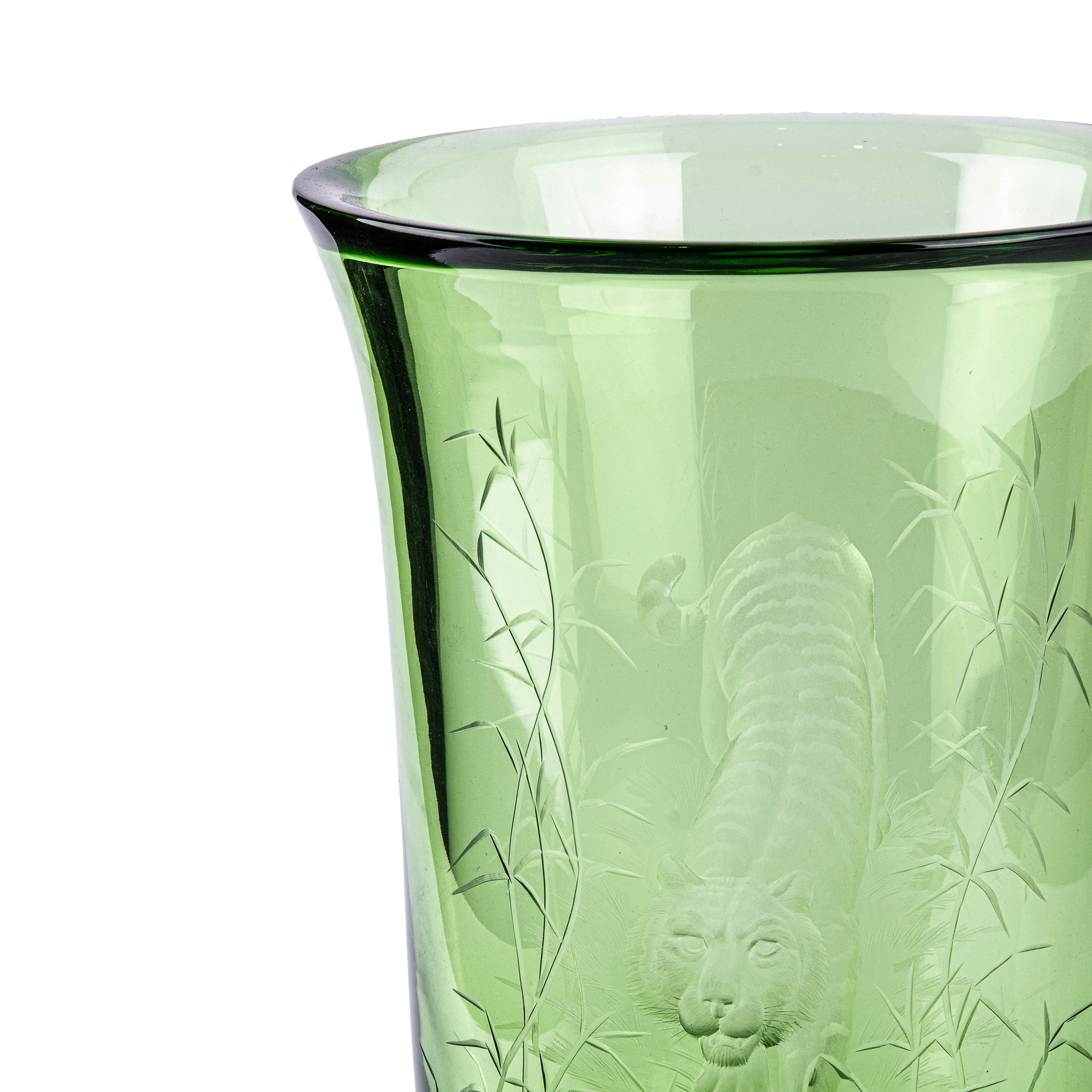 Moser. Eden Crystal Vase with Tiger Engraving. (Limited Edition)