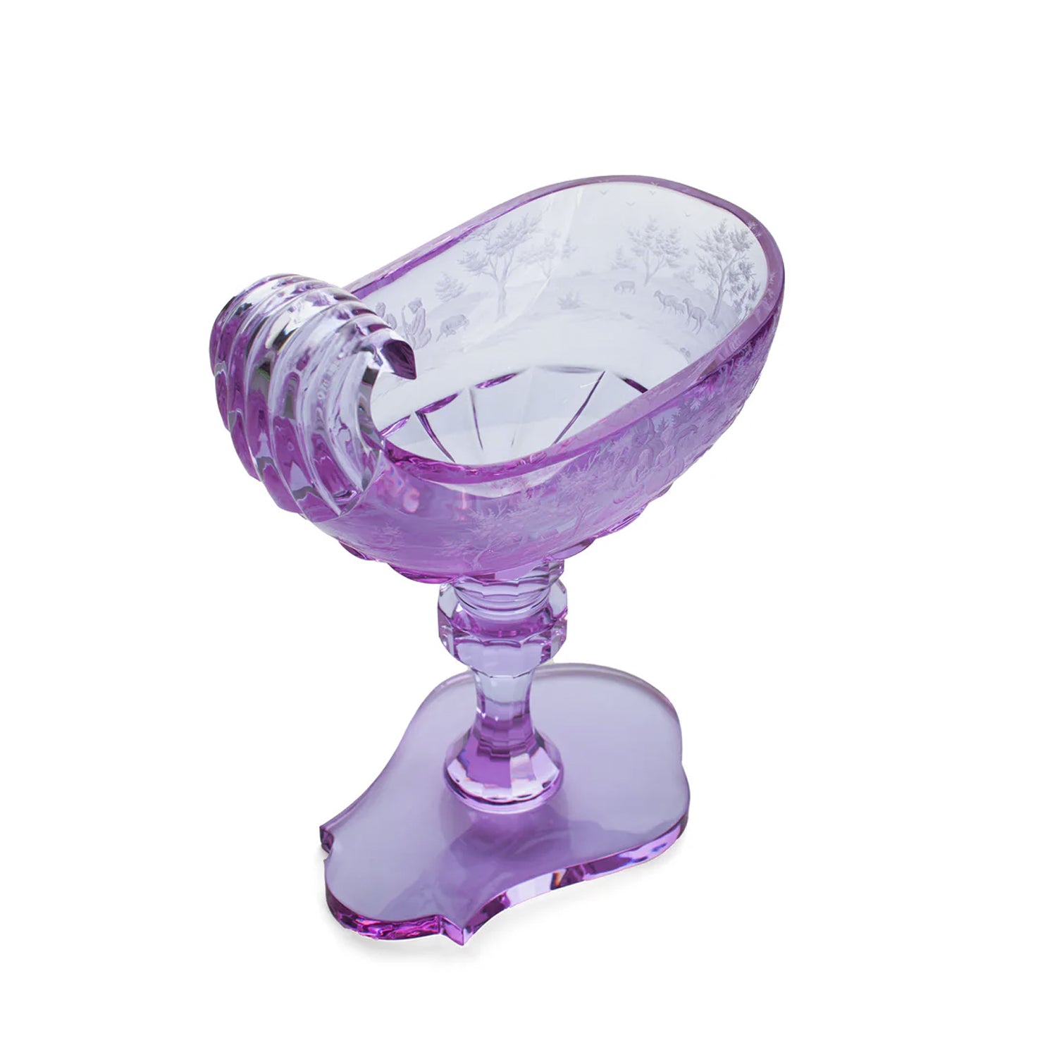 Moser. Crystal Handmade Engraved Bowl Signed by The Artist by J.A WATTEAU. ONE Piece Only