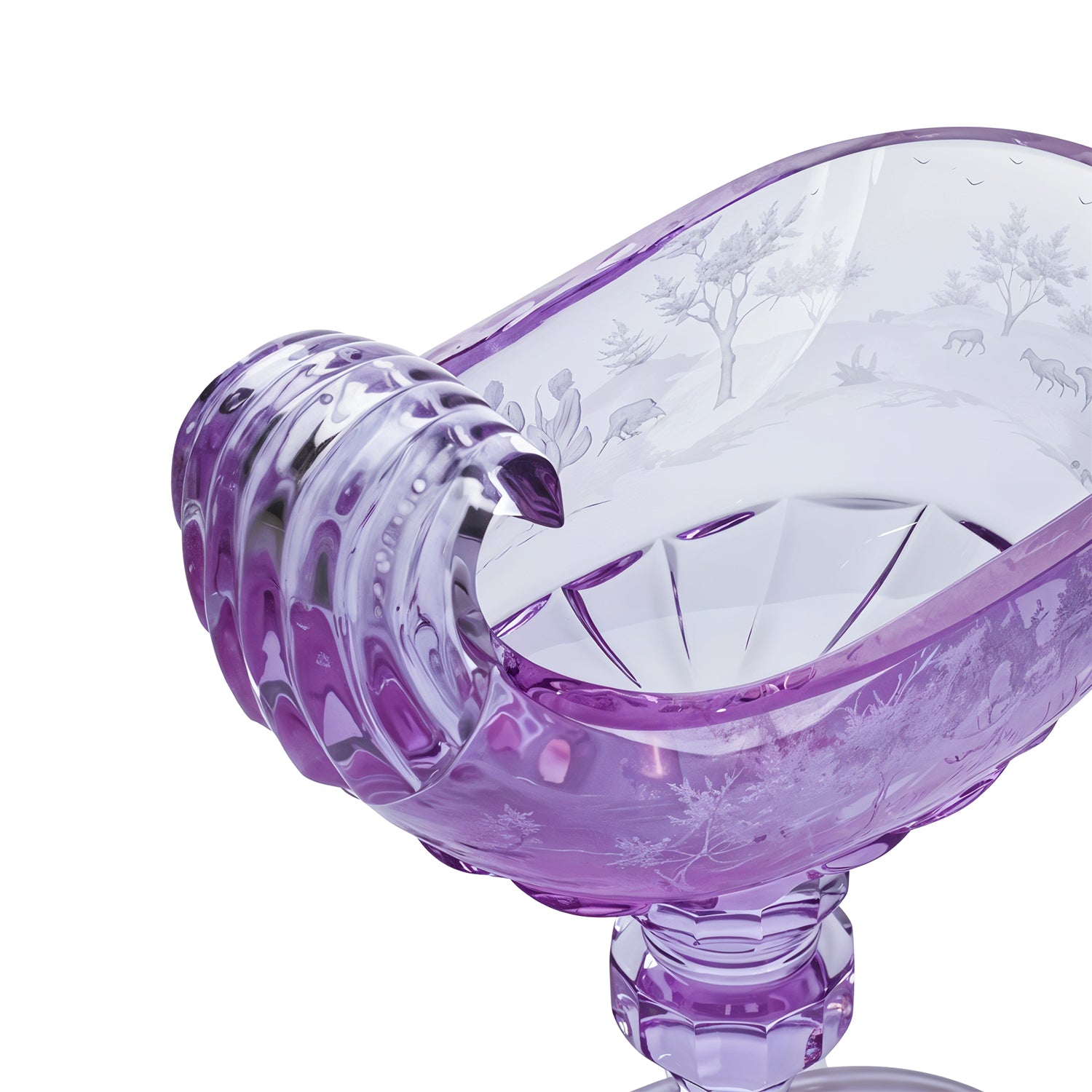 Moser. Crystal Handmade Engraved Bowl Signed by The Artist by J.A WATTEAU. ONE Piece Only