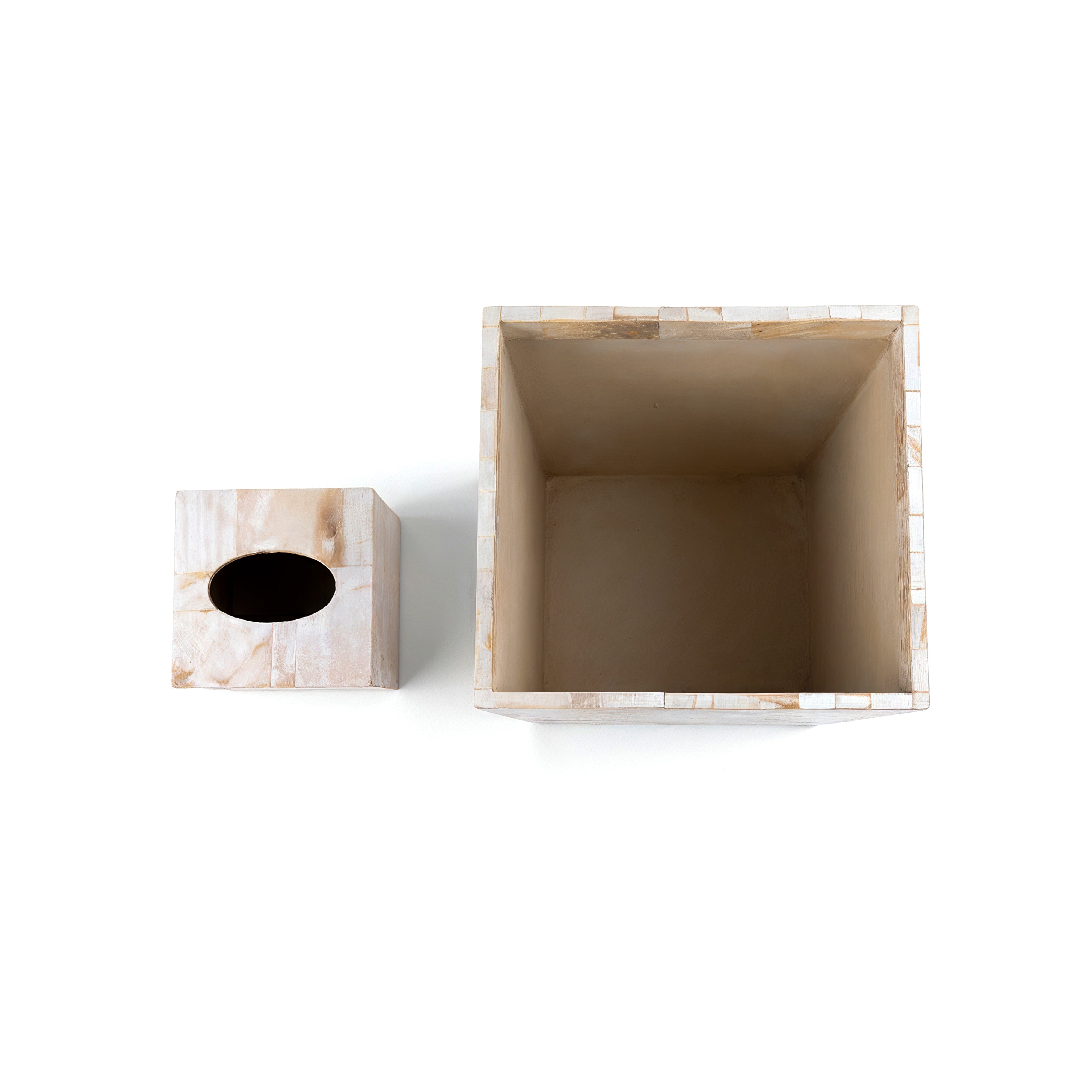 Pigeon & Poodle. A Set of Seashell Tissue Box & Wastebasket