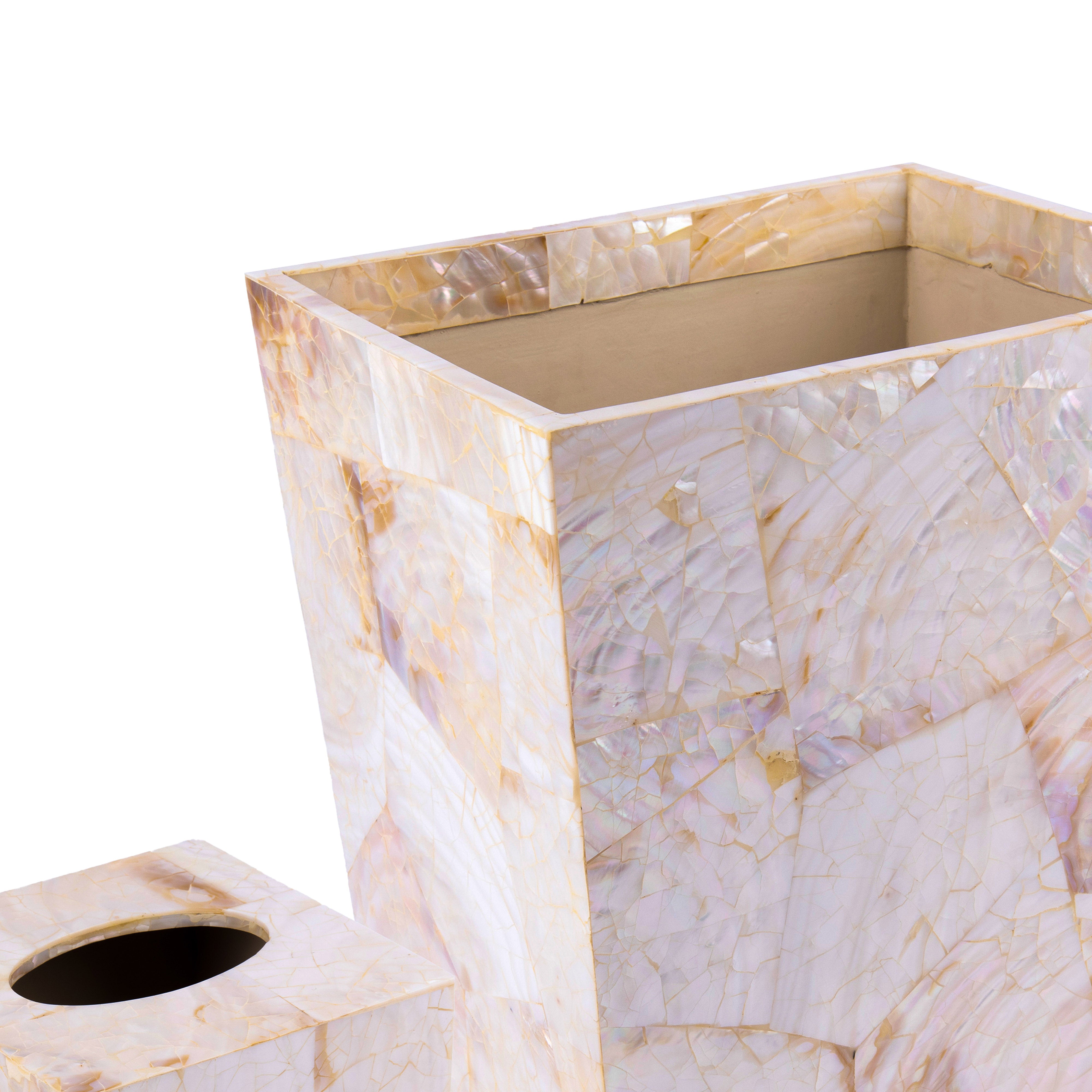 Pigeon & Poodle. A Set of Seashell Tissue Box & Wastebasket