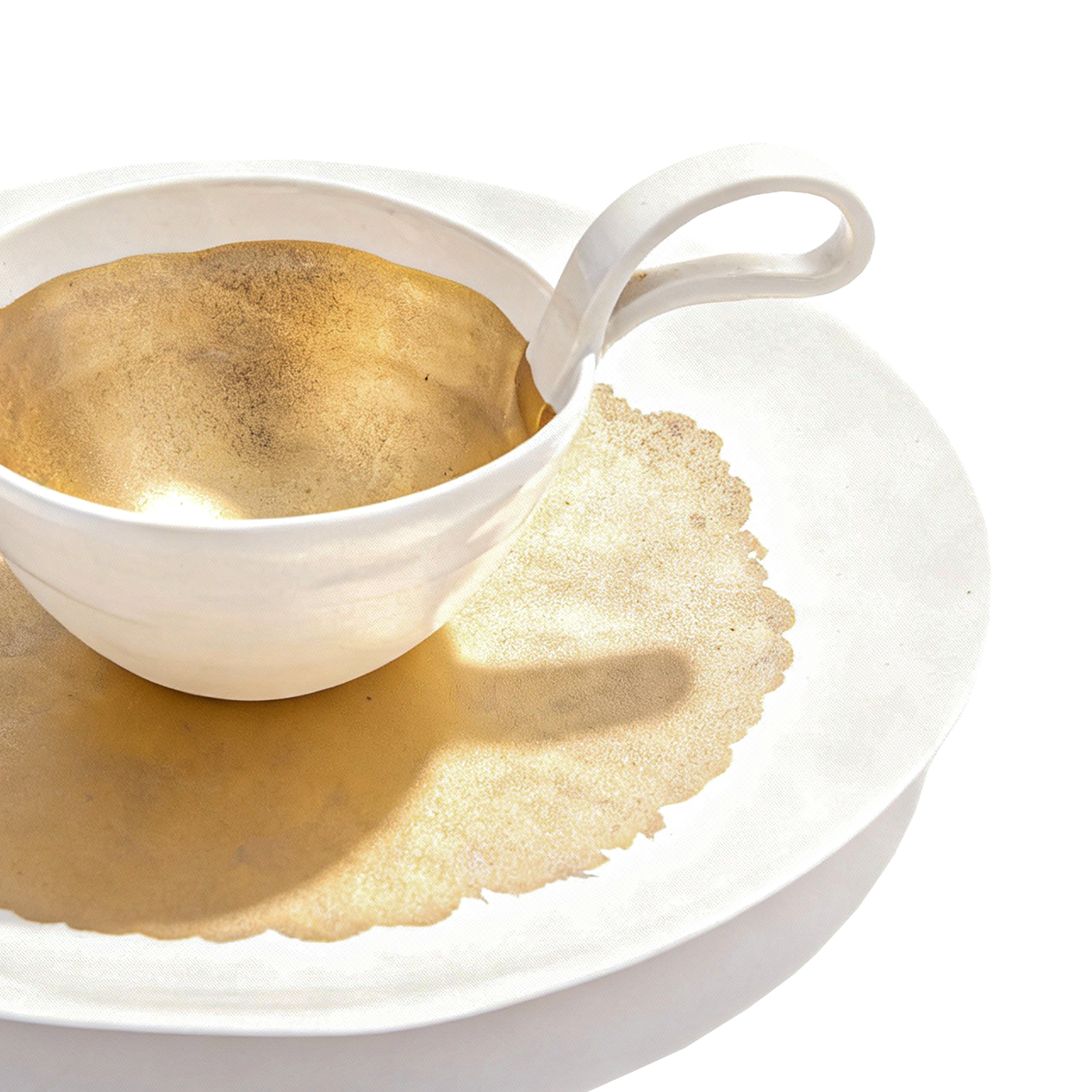 Potomak Studio. Figurine Shaped in a Golden Matte Cup with Lace Handle