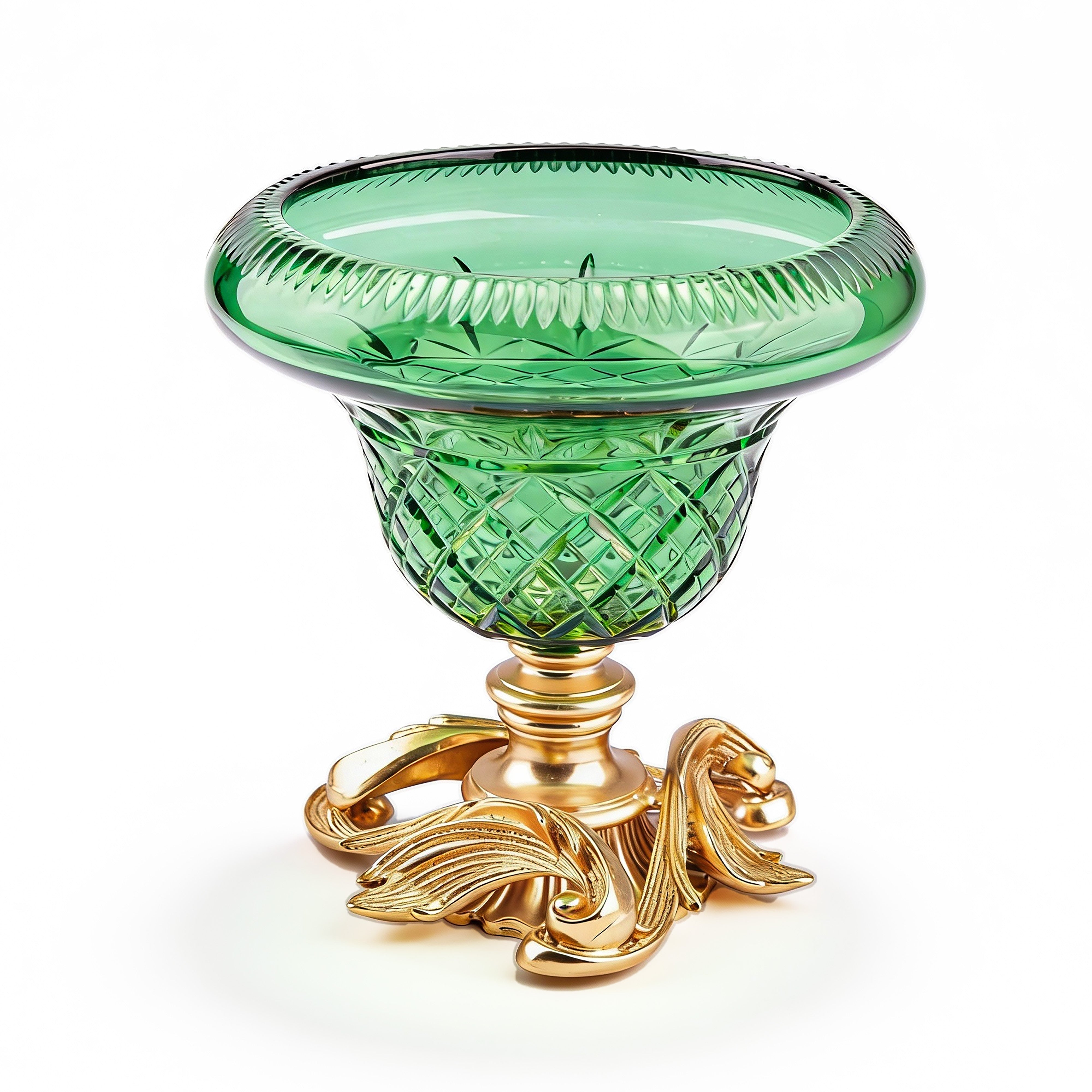 I Biagi. Green Crystal Decorative Plate. Large Size