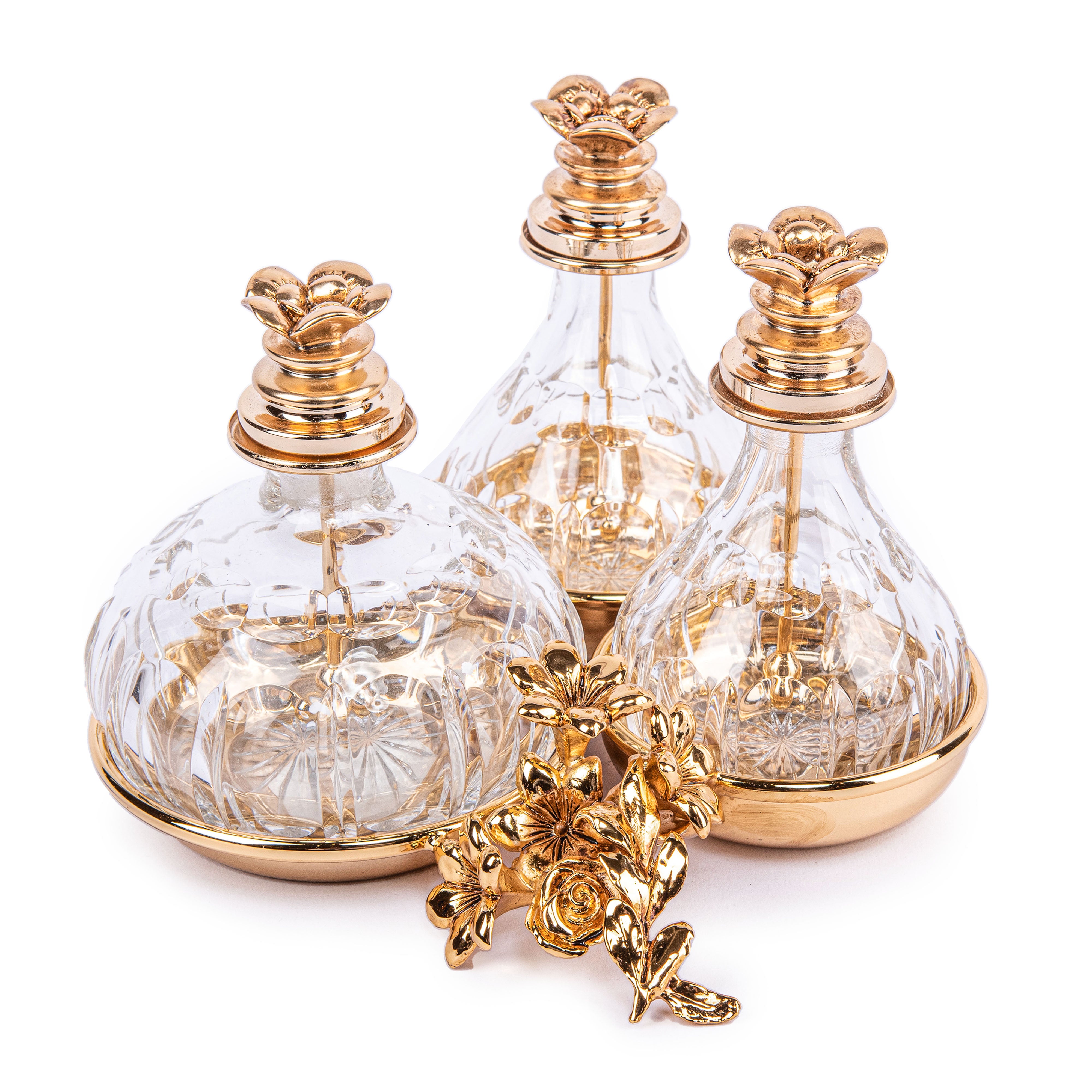 I Biagi. Set of 3 Crystal Perfume Bottles