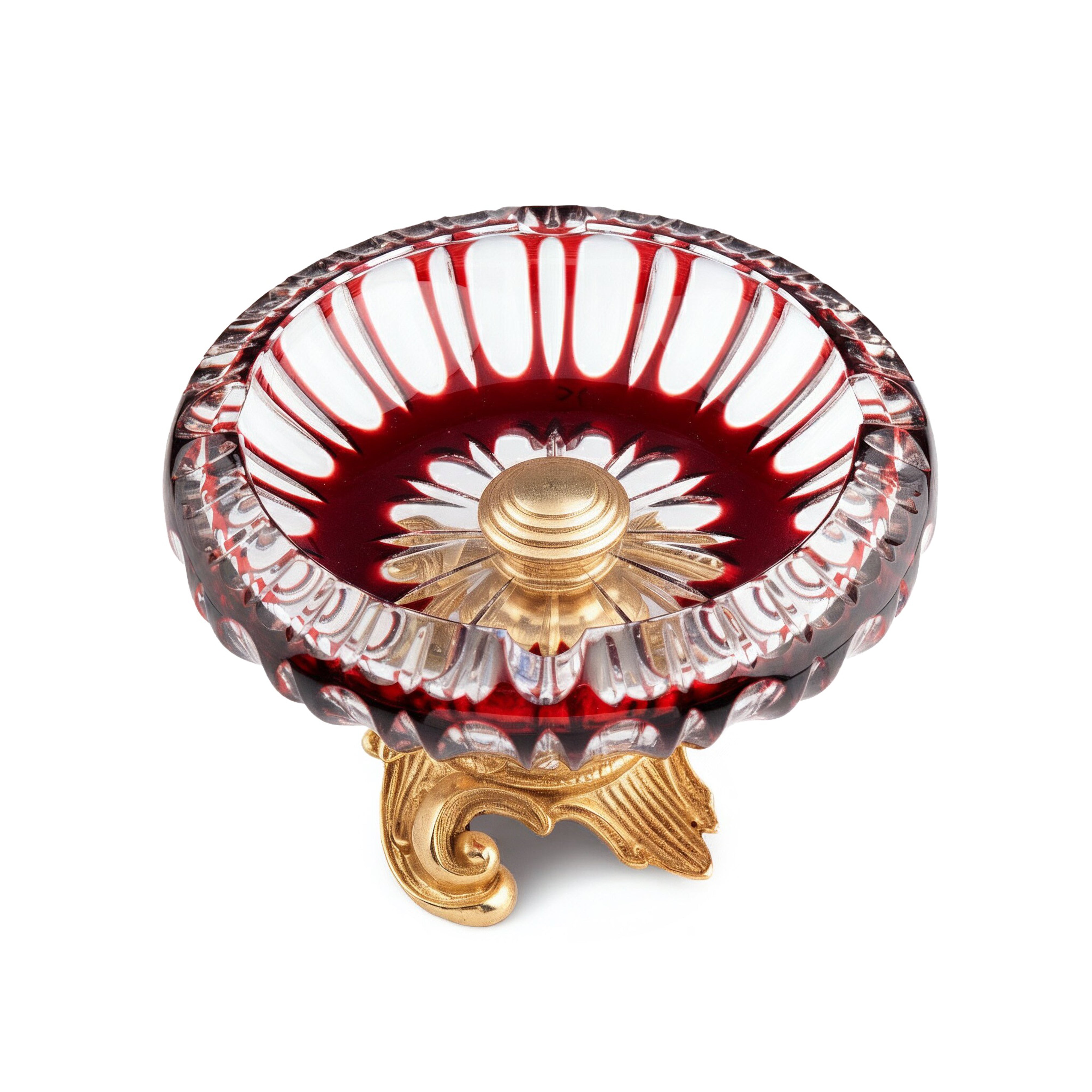 I Biagi. Burgundy Crystal Cigar Ashtray. Large Size