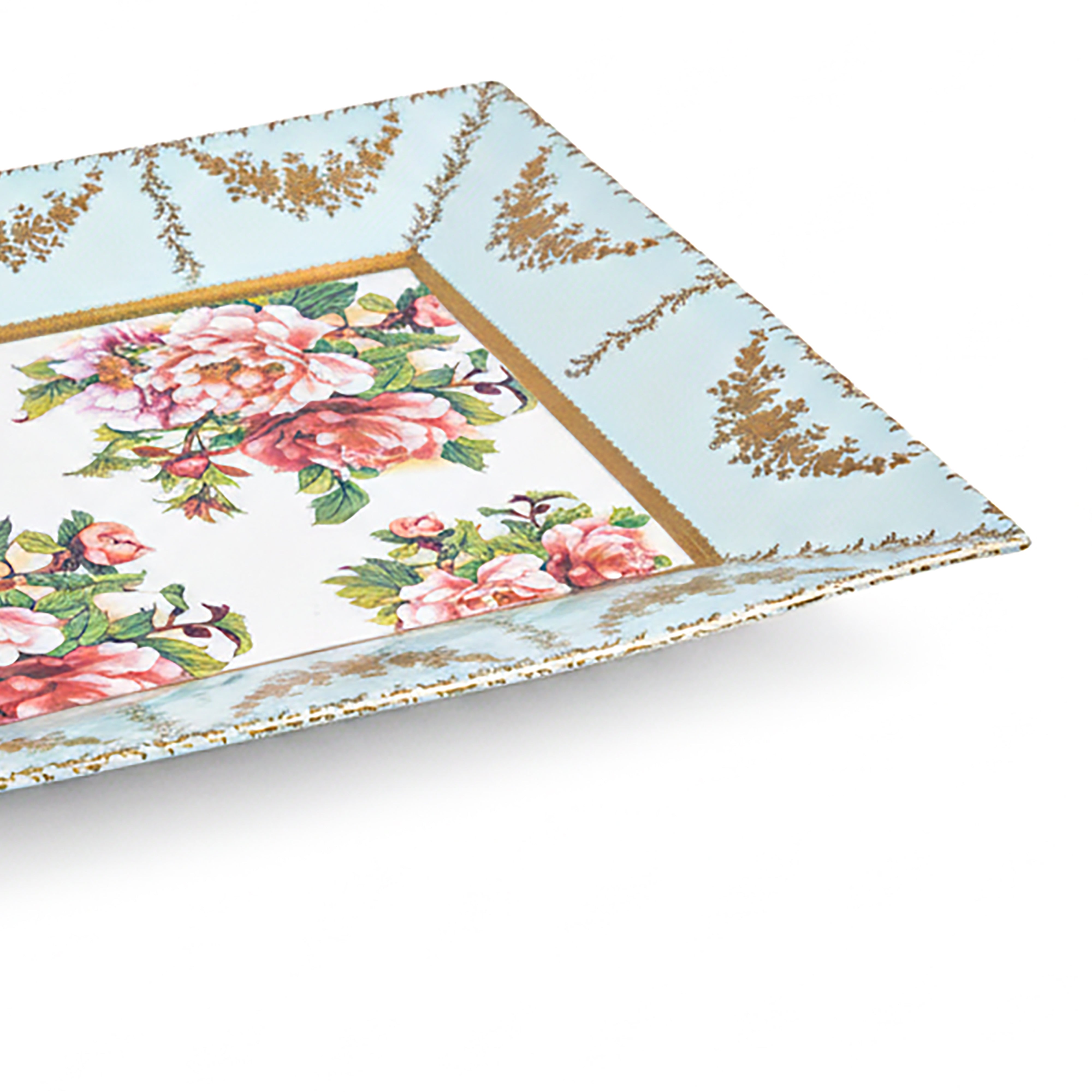 Mangani 1958. Floral Porcelain Decorative Plate with Gold Finish