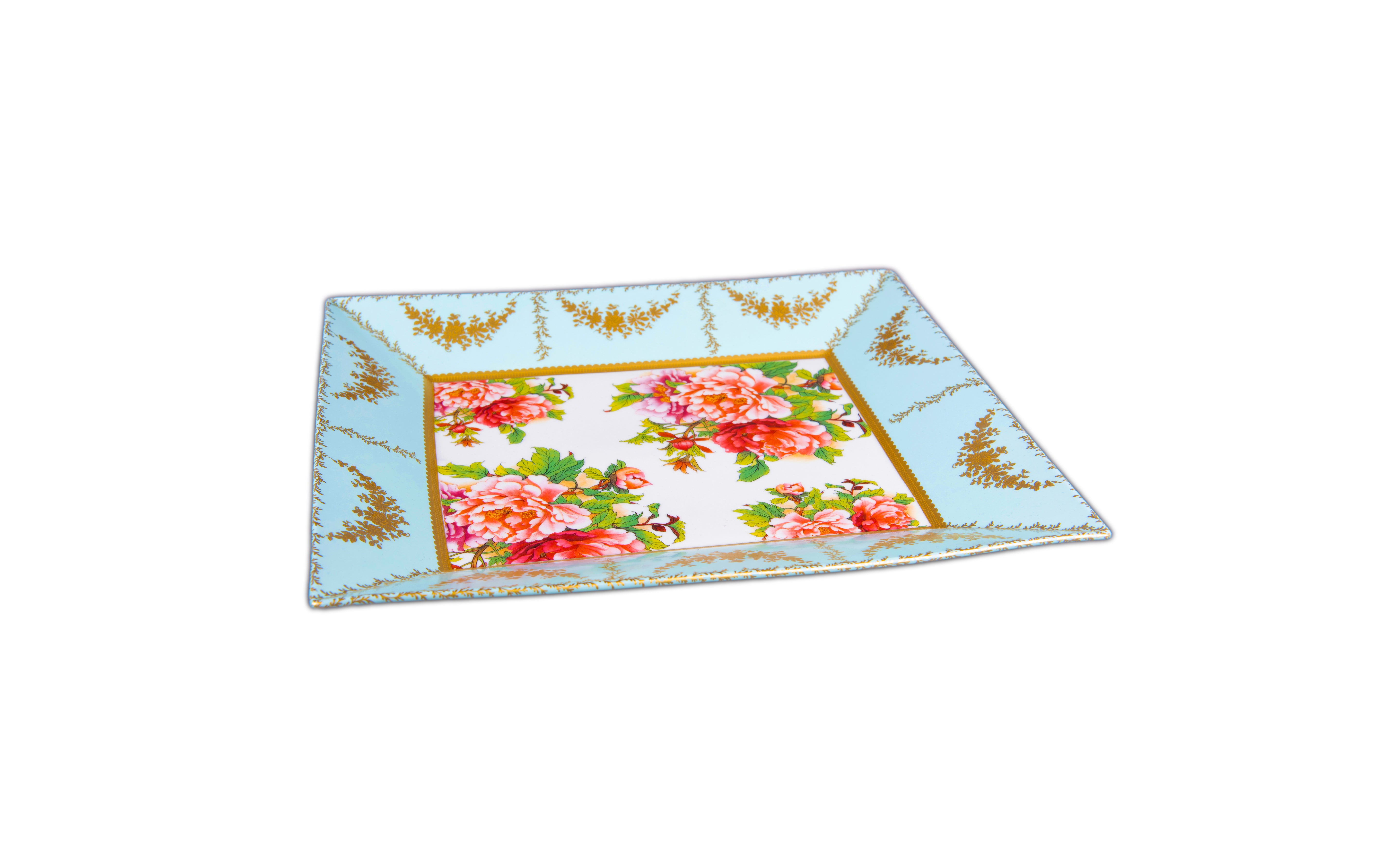 Mangani 1958. Floral Porcelain Decorative Plate with Gold Finish