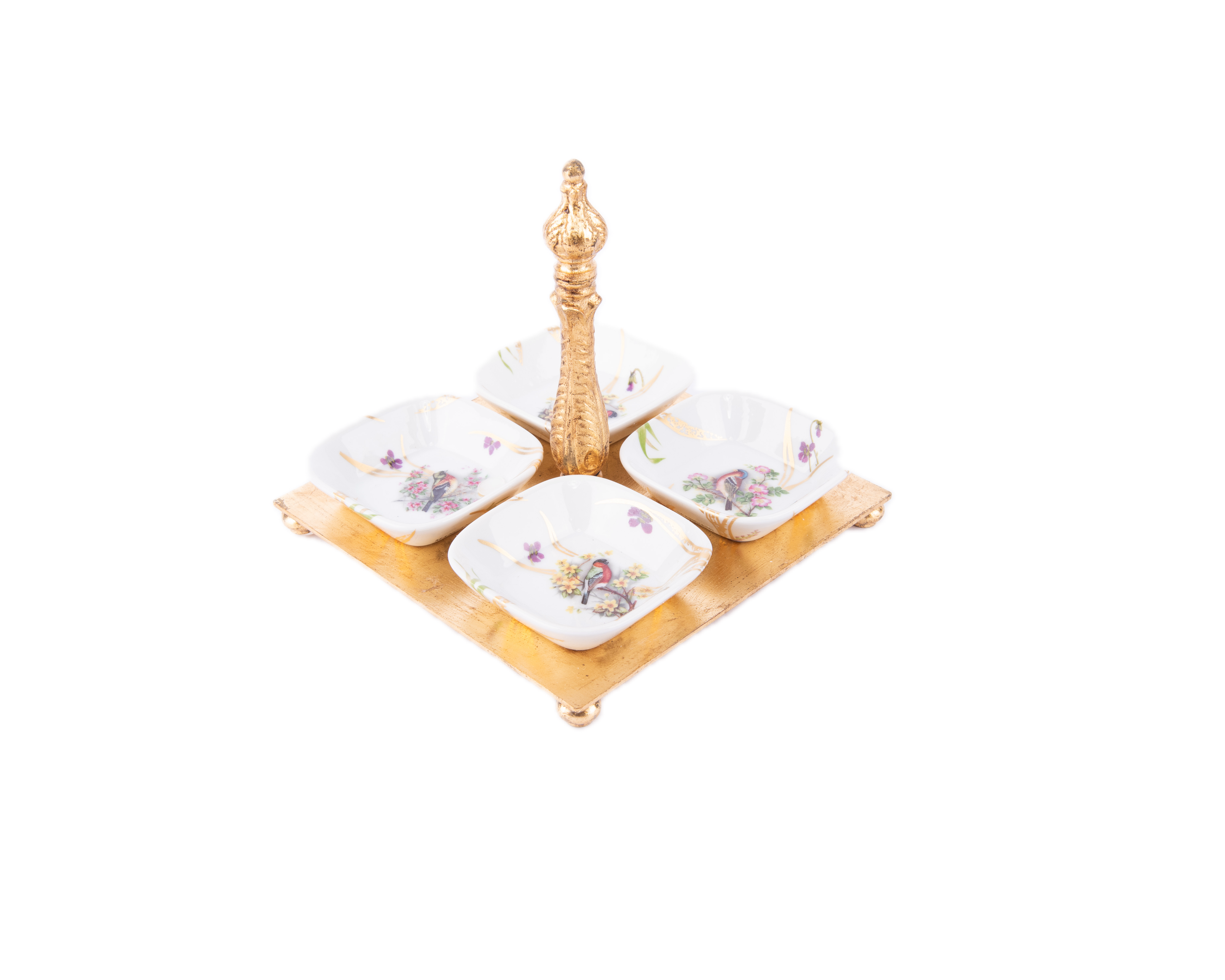 Mangani 1958.  Porcelain Dry Fruit Tray & 4 Bowls for Afternoon Tea