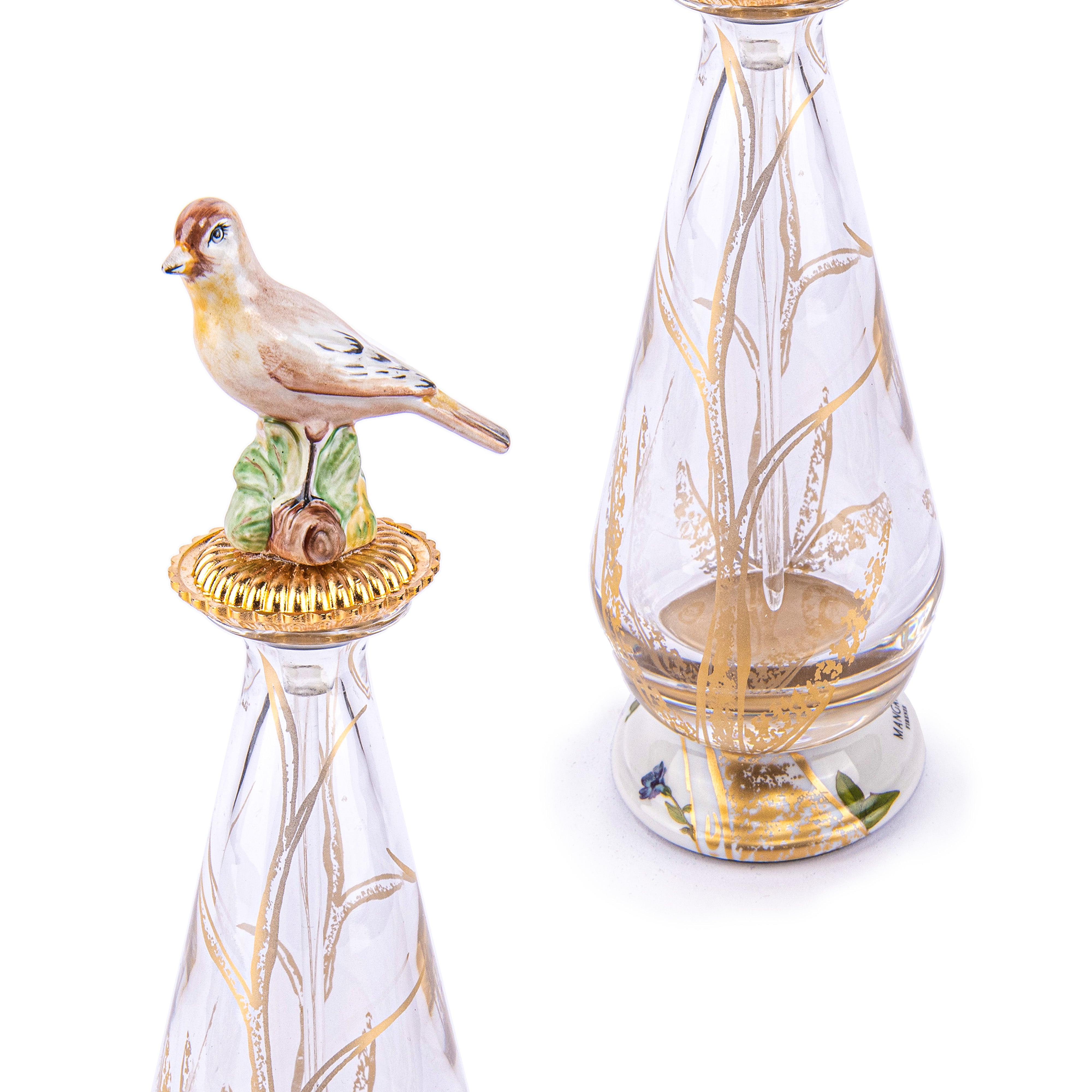 Mangani 1958. Crystal Perfume Bottle with A bird Objet