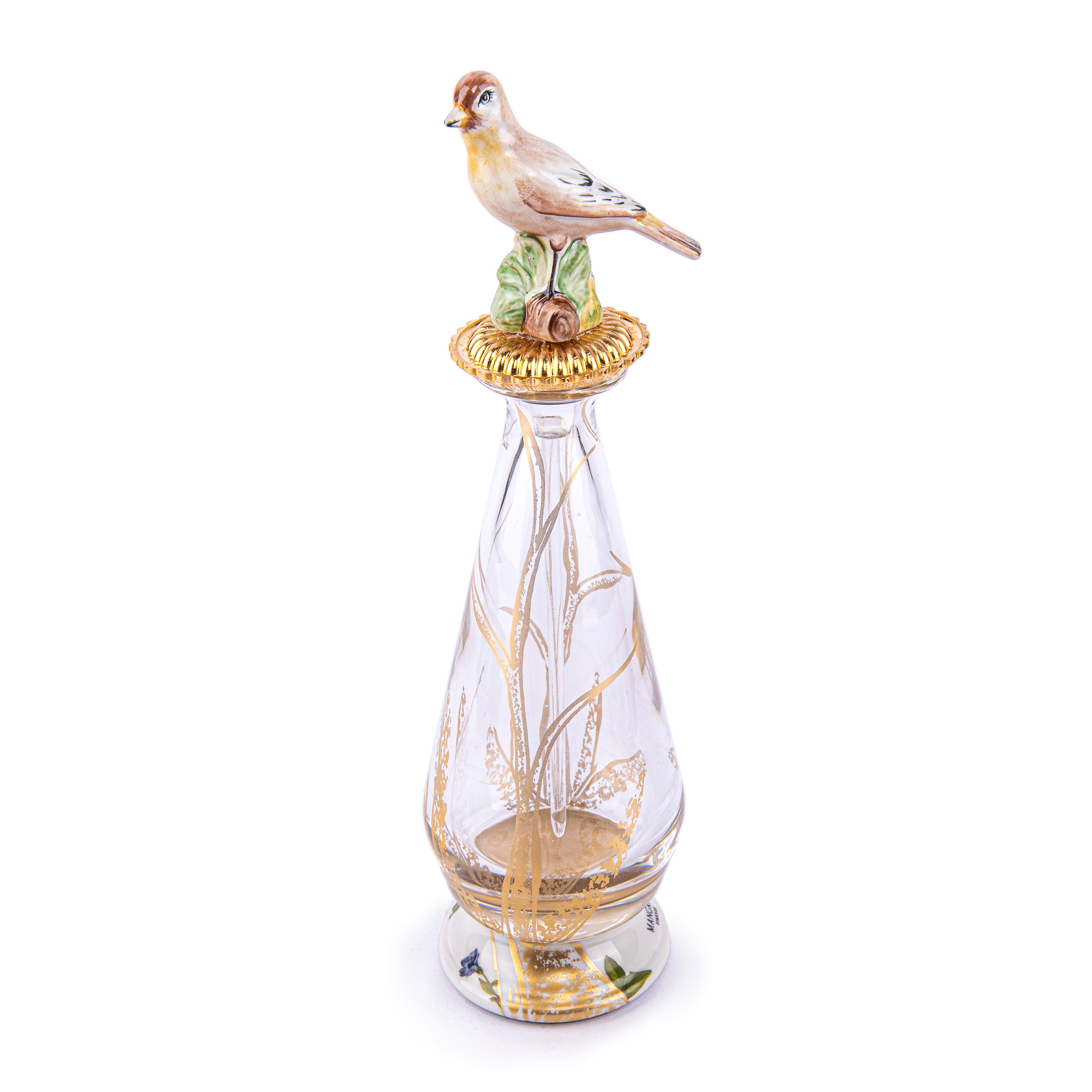 Mangani 1958. Crystal Perfume Bottle with A bird Objet