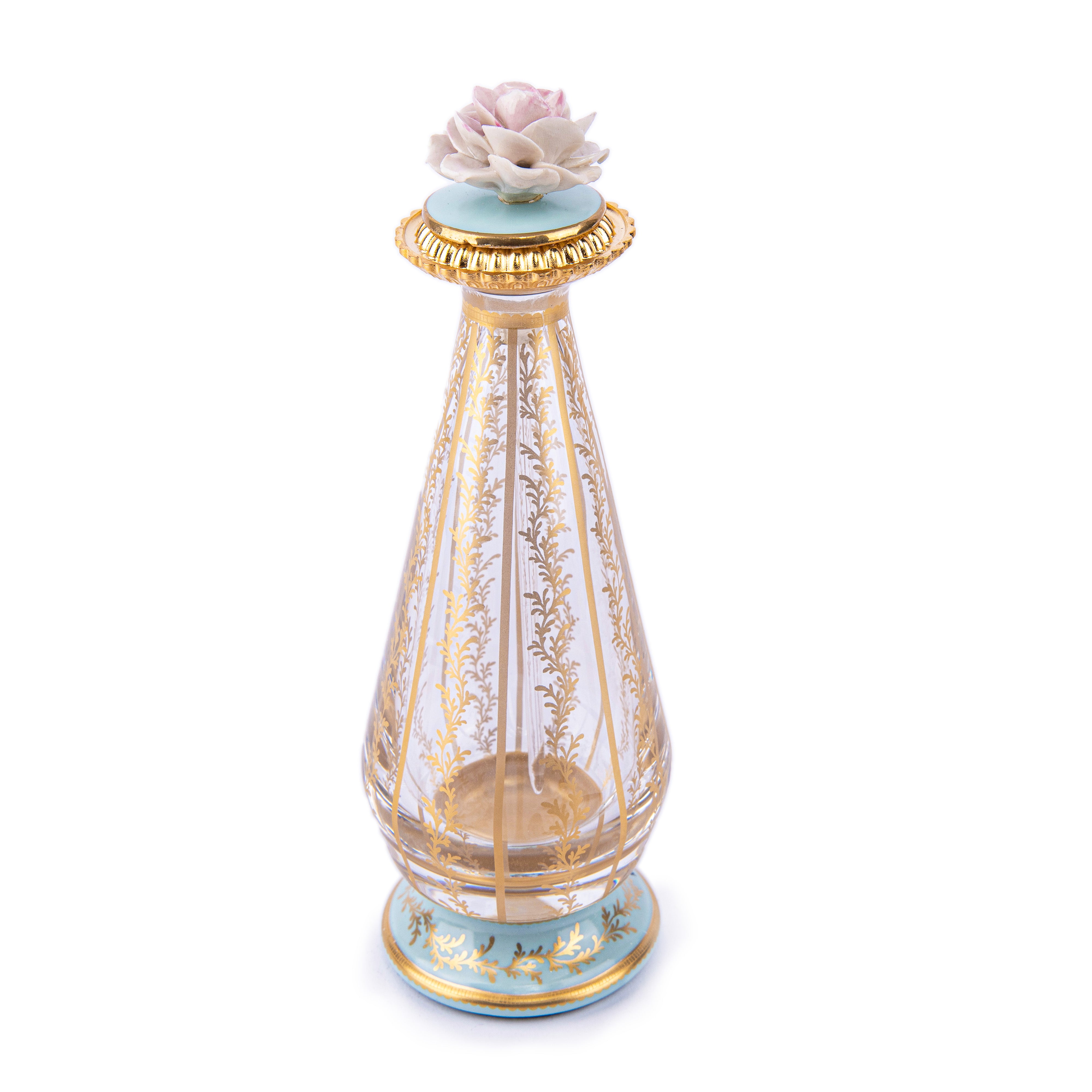 Mangani 1958. Crystal Perfume Bottle with A Flower Objet