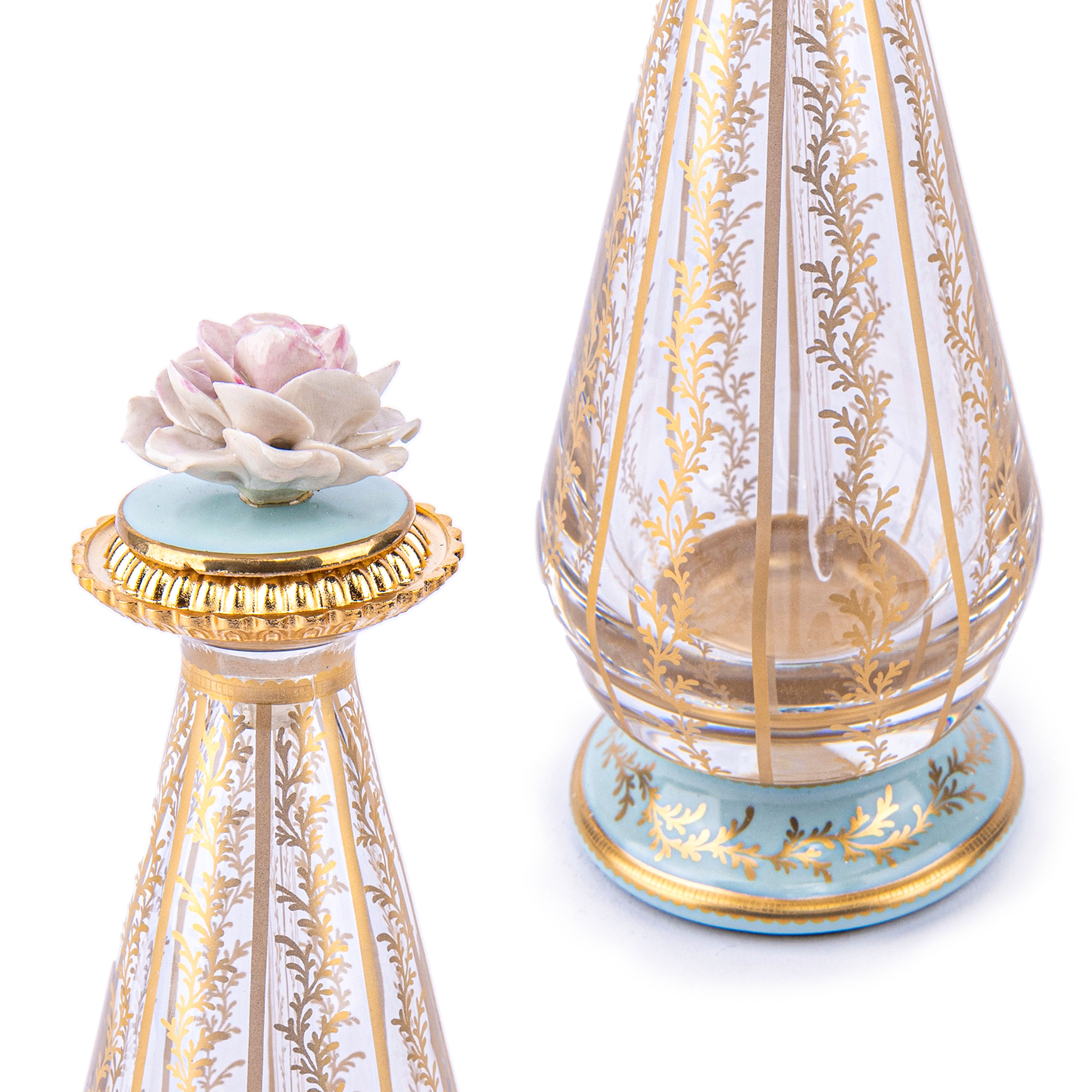 Mangani 1958. Crystal Perfume Bottle with A Flower Objet