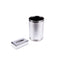 Pinetti. A Set of Grained Silver Leather Waste Basket & Rectangular Tissue Box