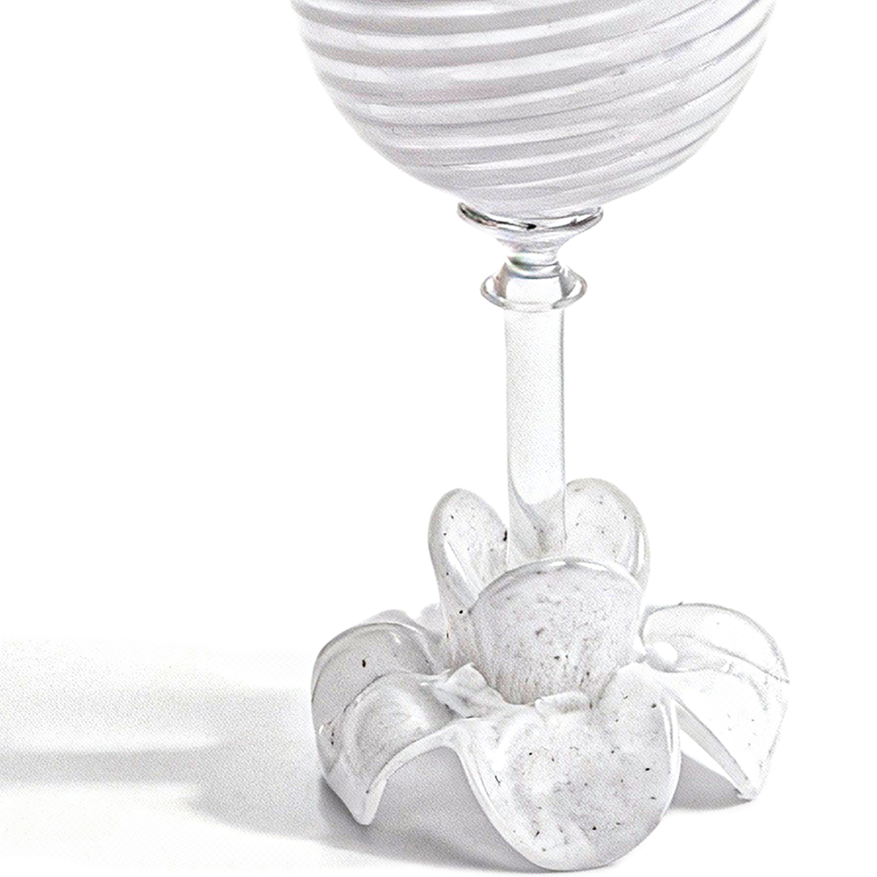 Abhika. Stripped Glass with Murano Flower Base. Sold as 1 piece