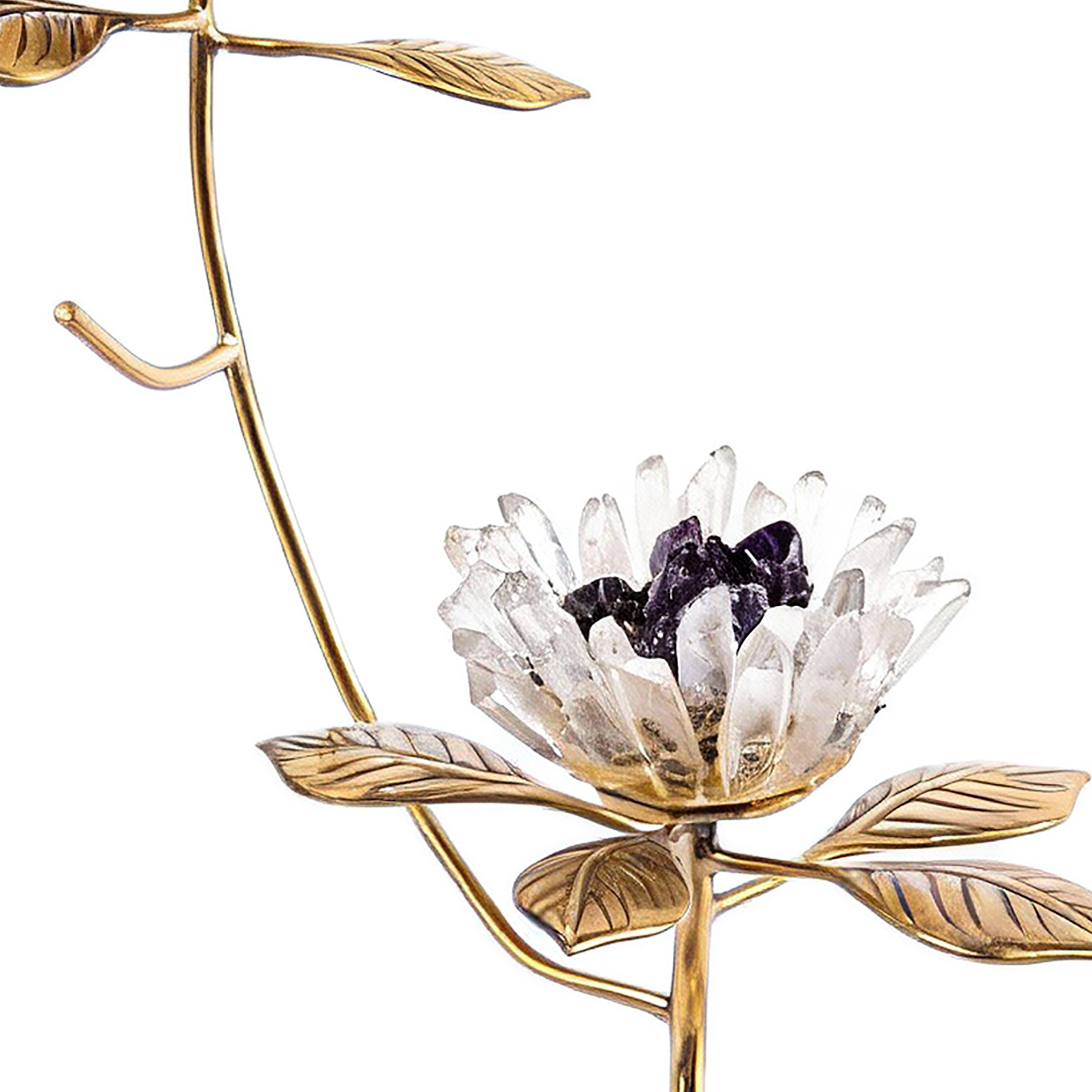 Abhika. Double Bloom Floral Quartz Figurine