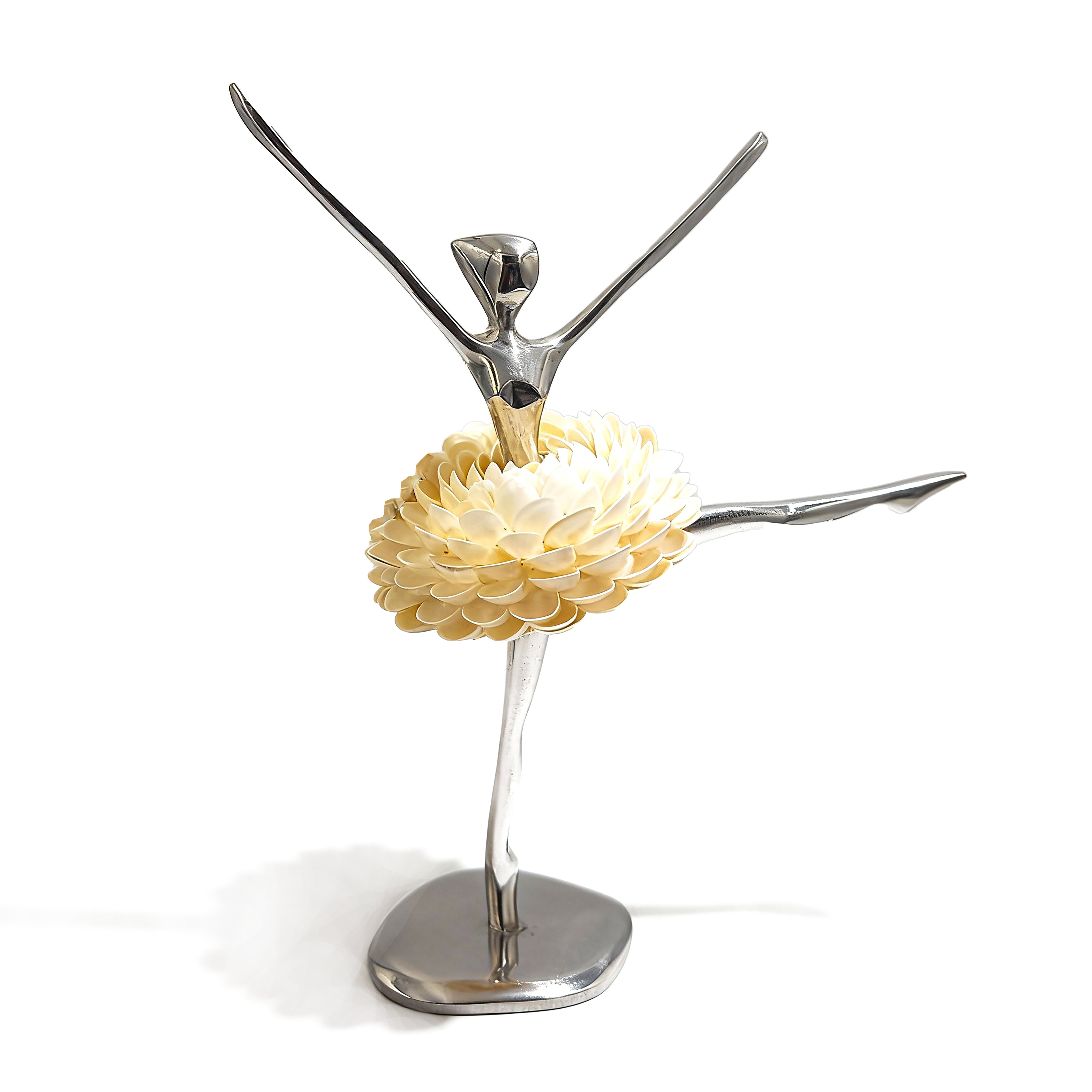 Brazilian Home Collection. Ballerina Figurine Designed in Seashell & Stainless Steel