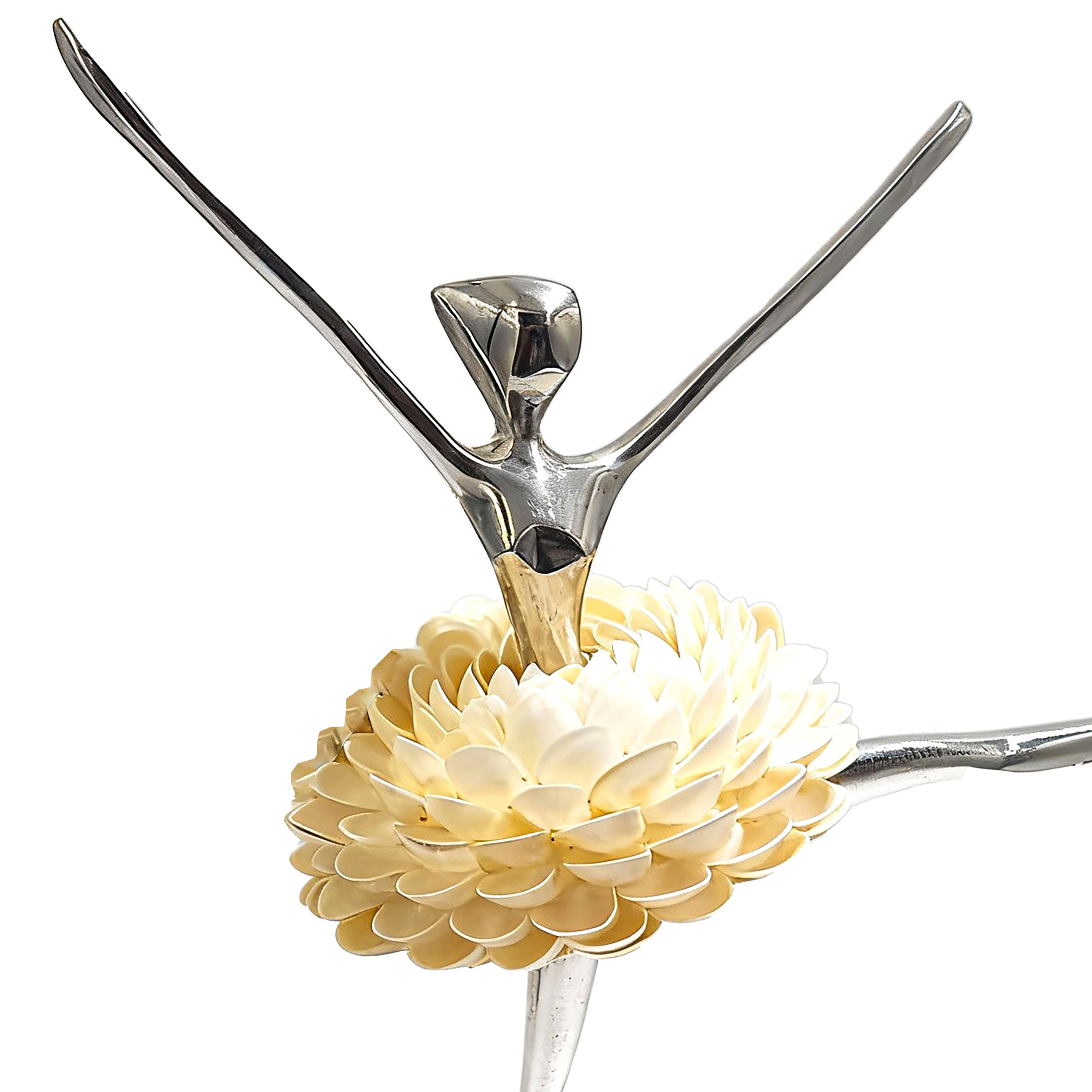Brazilian Home Collection. Ballerina Figurine Designed in Seashell & Stainless Steel