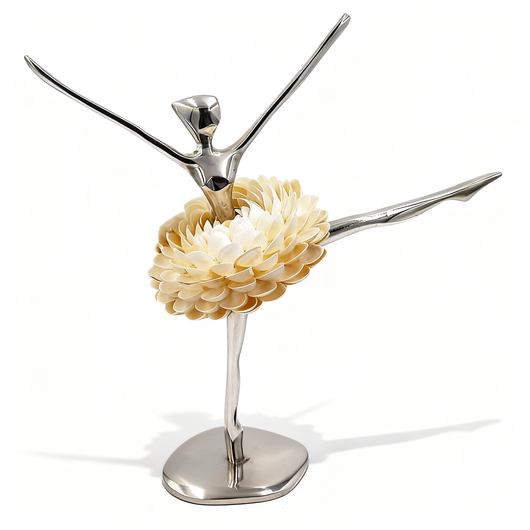 Brazilian Home Collection. Ballerina Figurine Designed in Seashell & Stainless Steel