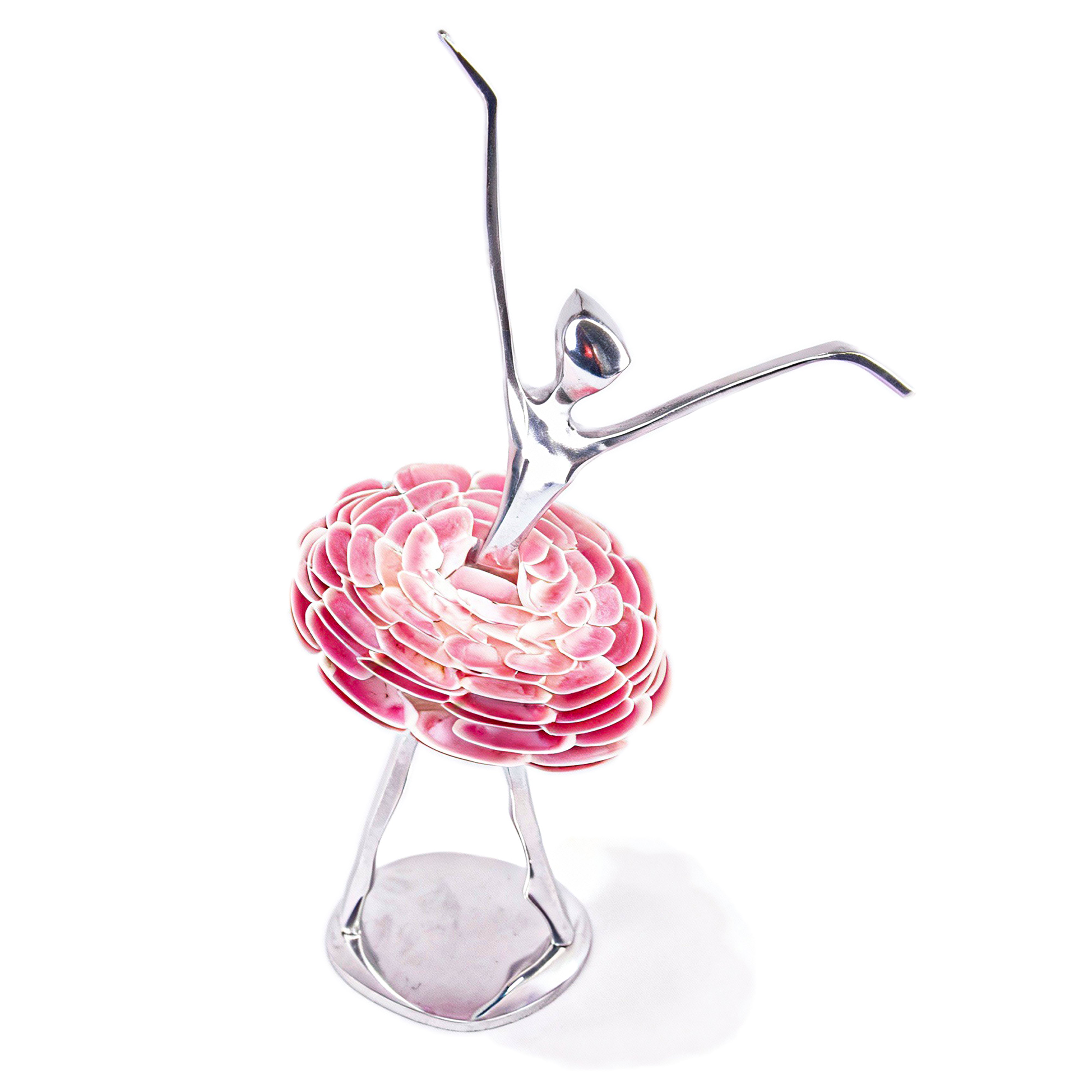 Brazilian Home Collection. Ballerina Figurine Designed in Seashell & Stainless Steel
