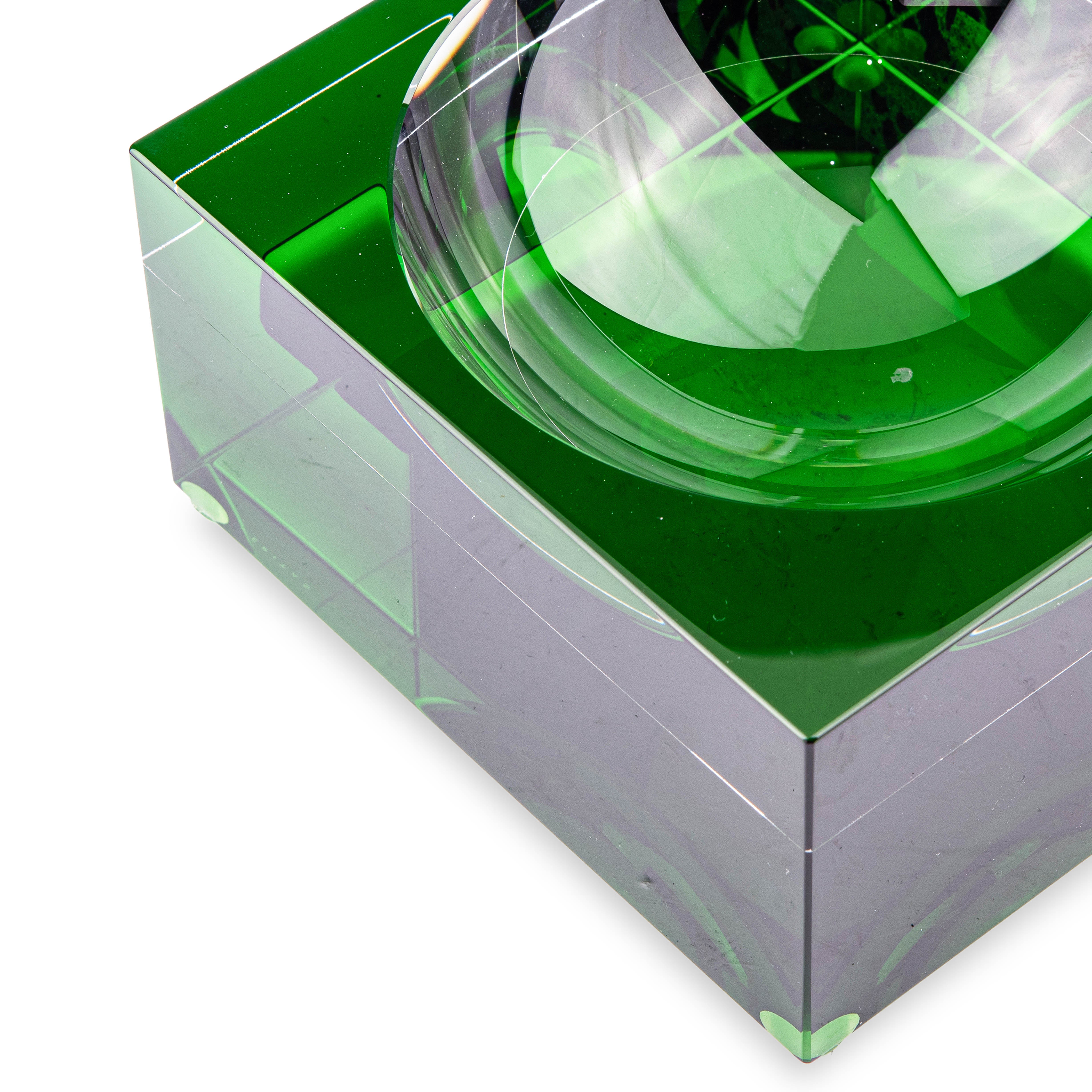 Veritas Home. Green Glass Square Bowl. Medium Size