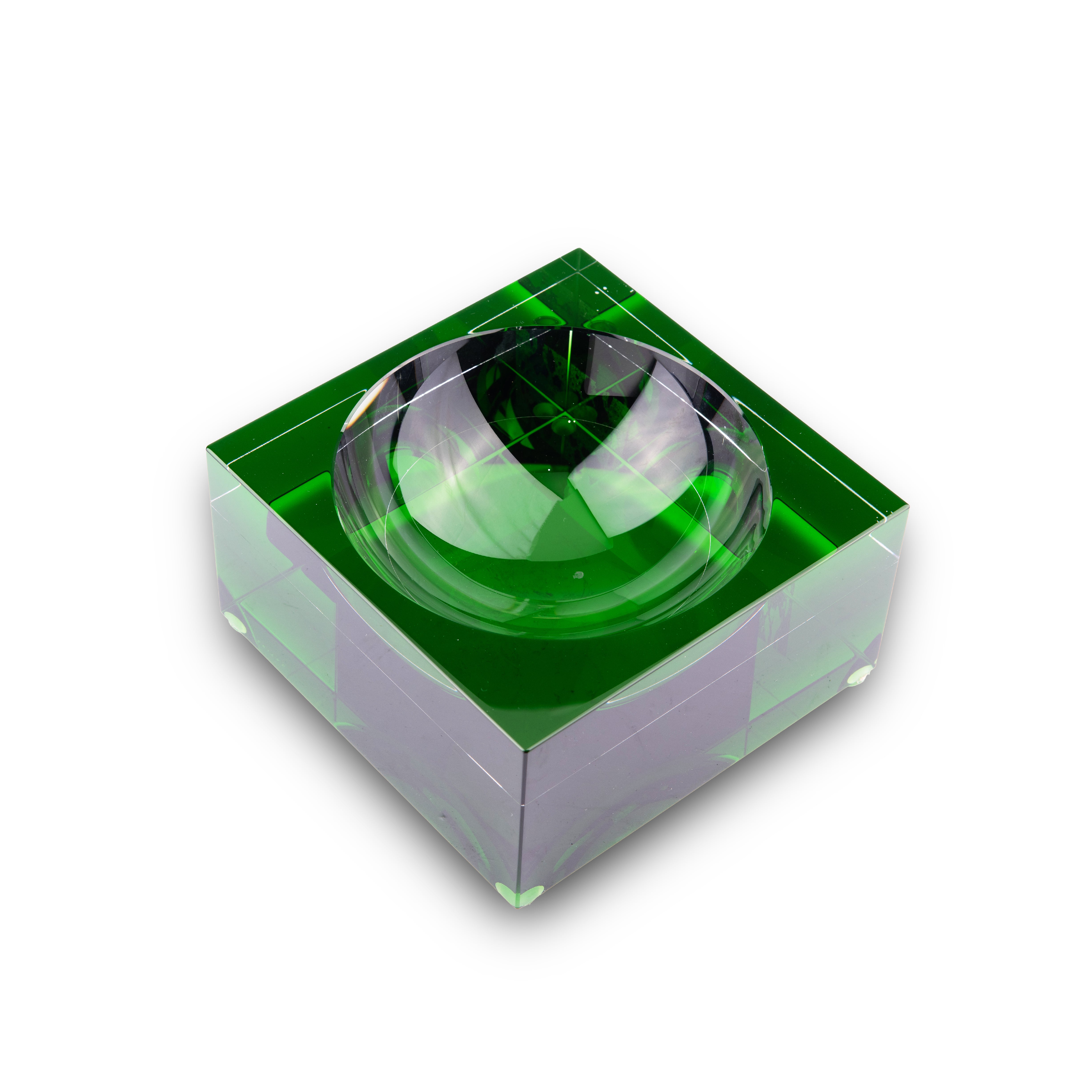 Veritas Home. Green Glass Square Bowl. Medium Size