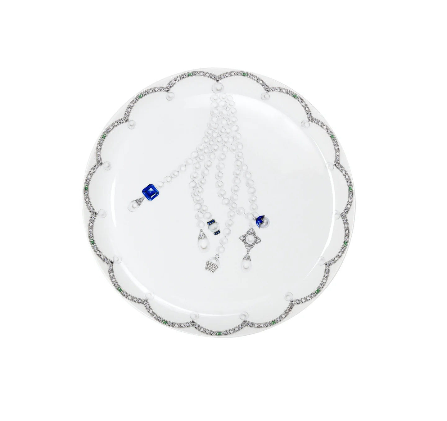 Fradkof. Porcelain Decorative Plate Studded with Sapphire