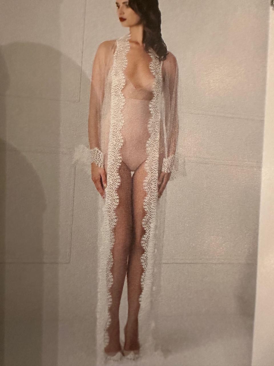 White Lace-Trim Sheer Robe