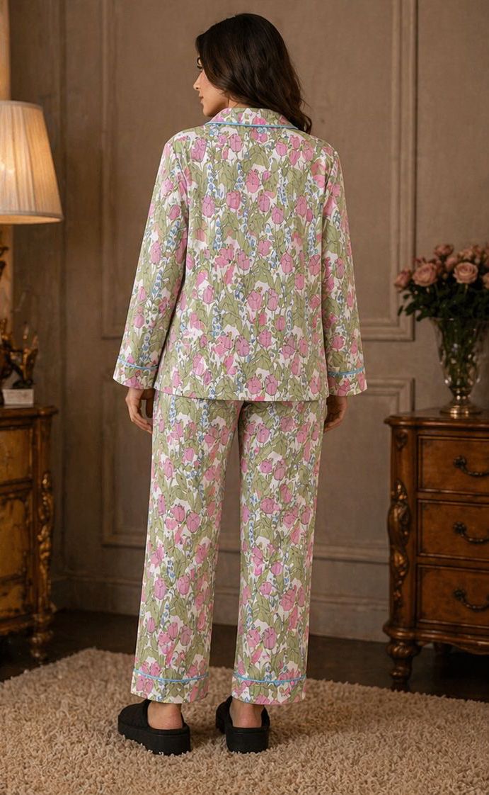 Ivory Floral-Print Pajama Set