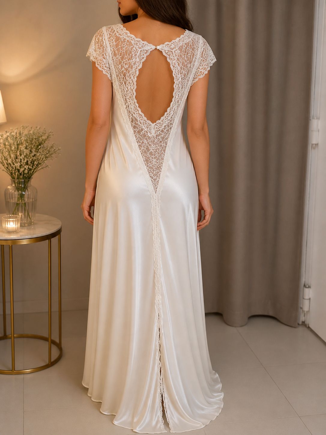 Ivory Lace-Panel Nightgown