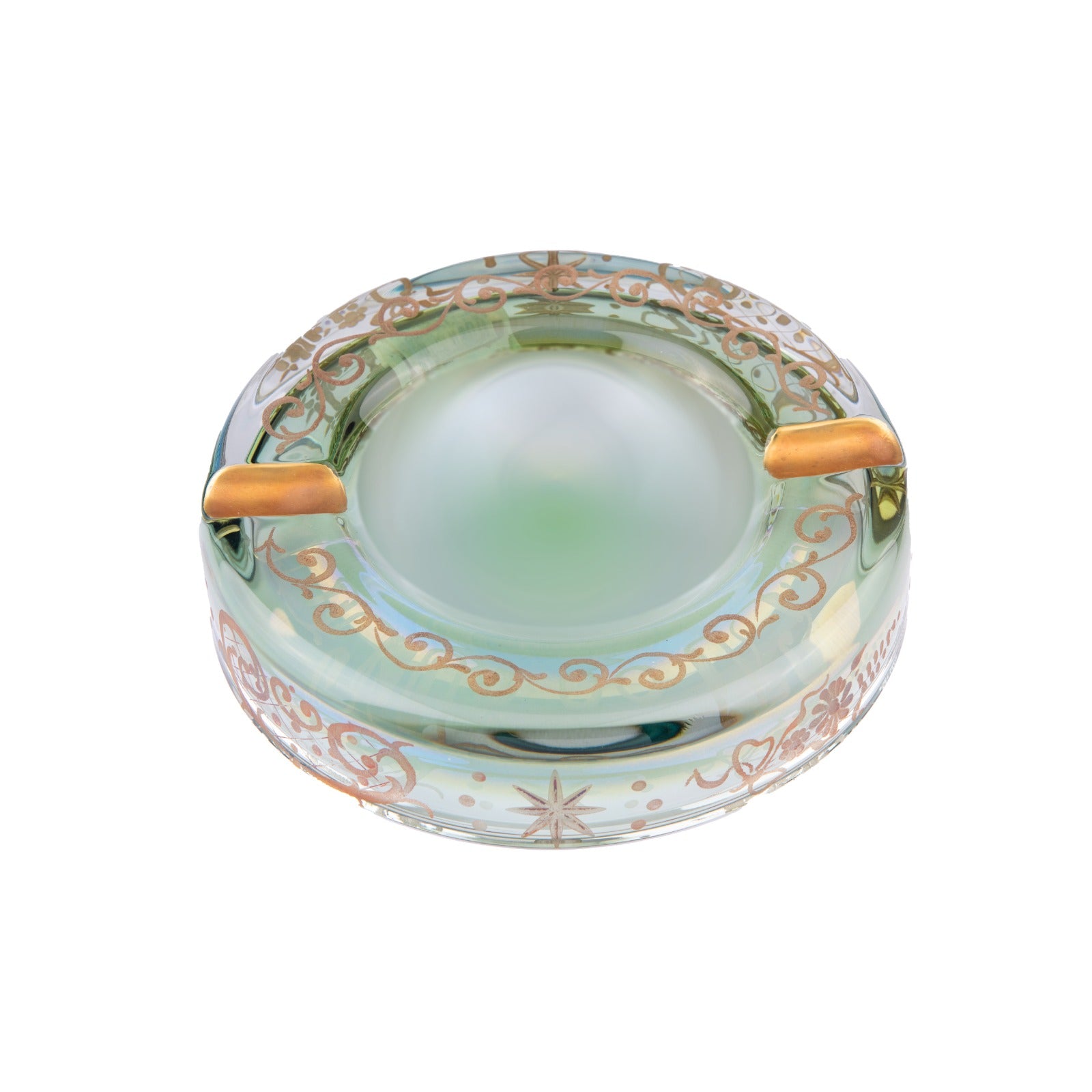 Griffe Montenapoleone. Green Crystal Cigar Ashtray. Medium Size