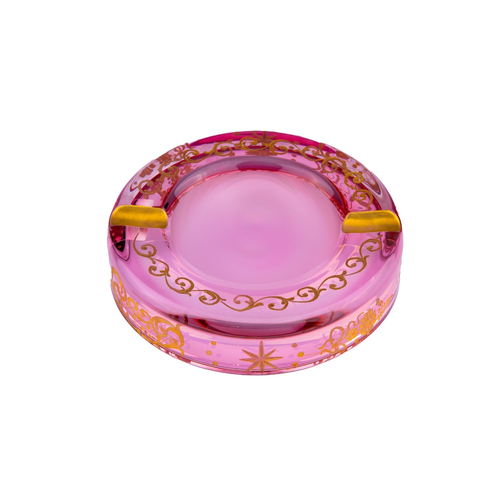 Griffe Montenapoleone. Pink Crystal Cigar Ashtray. Medium Size
