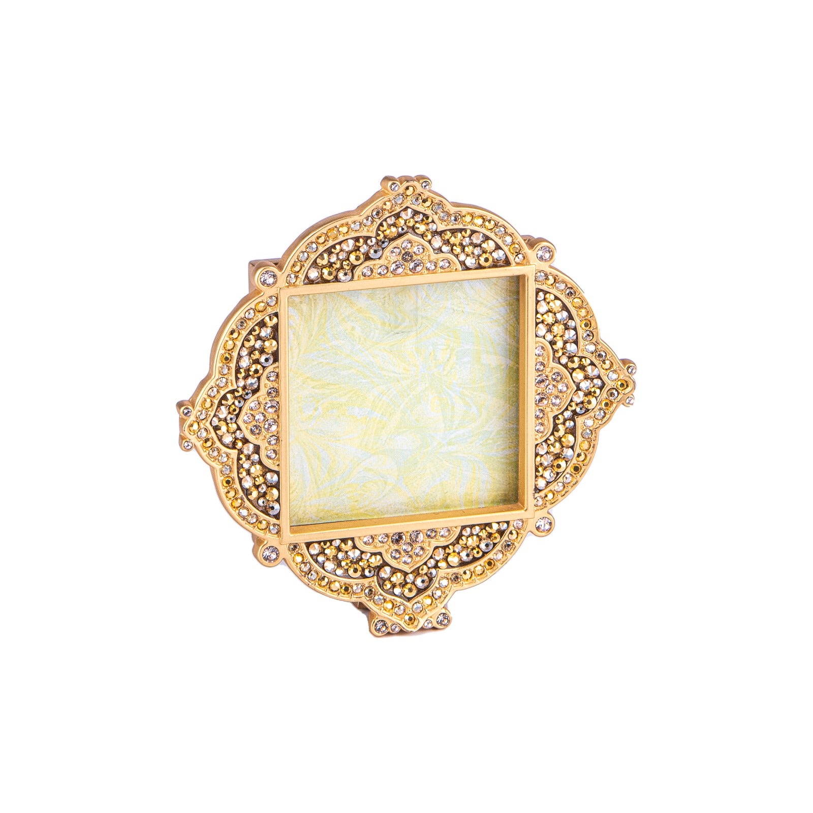 Jay Strongwater. Golden Calla Pave Photo Frame Engraved and Studded with Swarovski