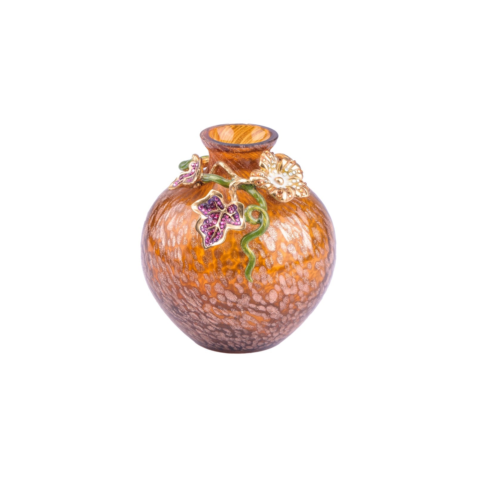 Jay Strongwater. Cleo Leaf & Flower Mini Vase Studded with Swarovski