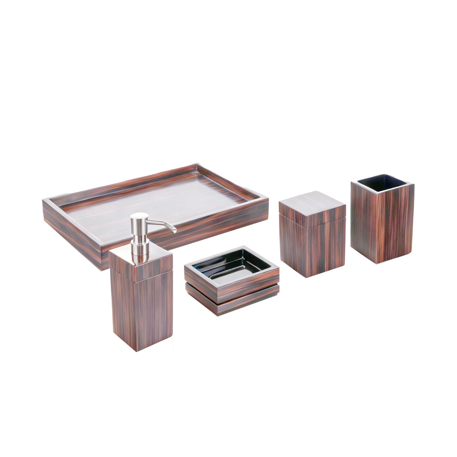 Pacific Connections. Macassar Ebony Bathroom Accessories Set.
