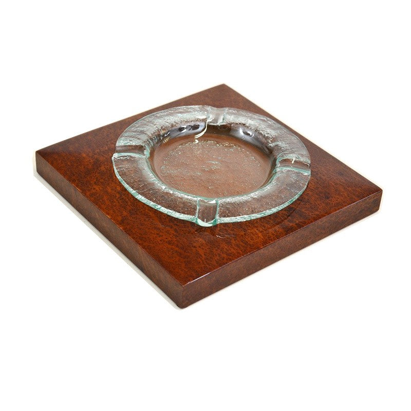 Ercolano SRL. Glass & Wood Ashtray. Medium Size