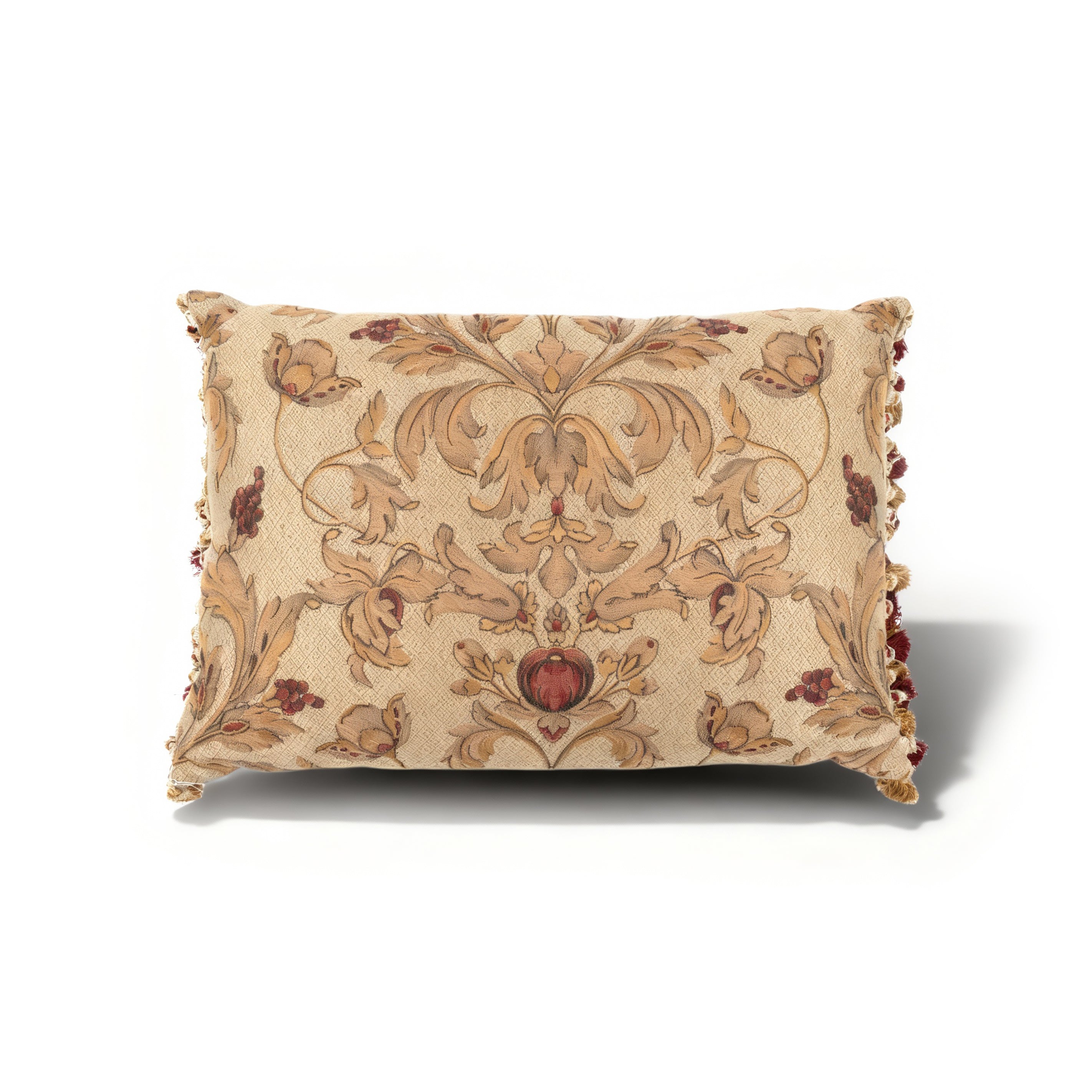 Idée Art Exclusive. Rectangular Cushion With Floral Motif. Beige Colour. Large Size