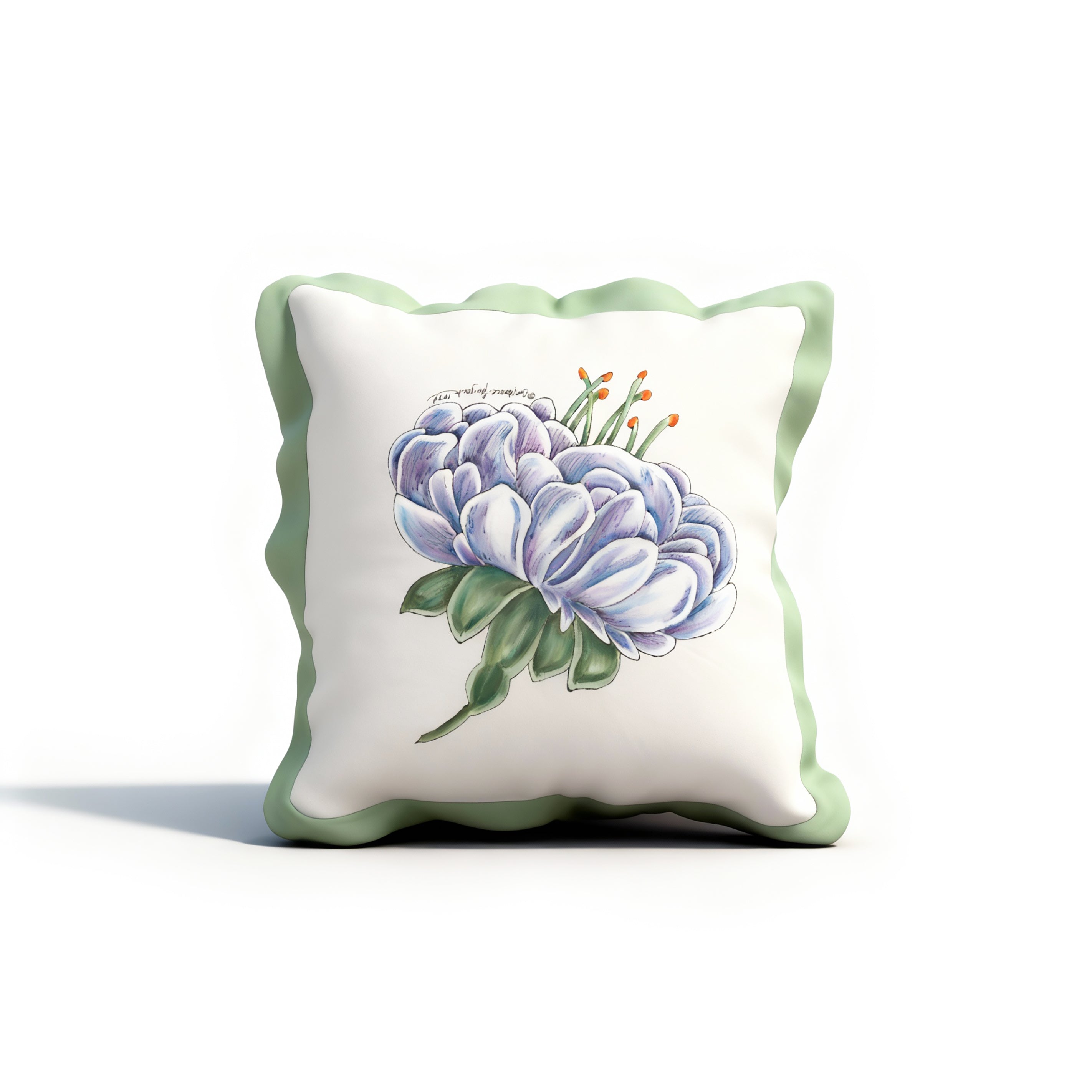 Idée Art Exclusive. Square Cushion with Botanic Motif. Large Size