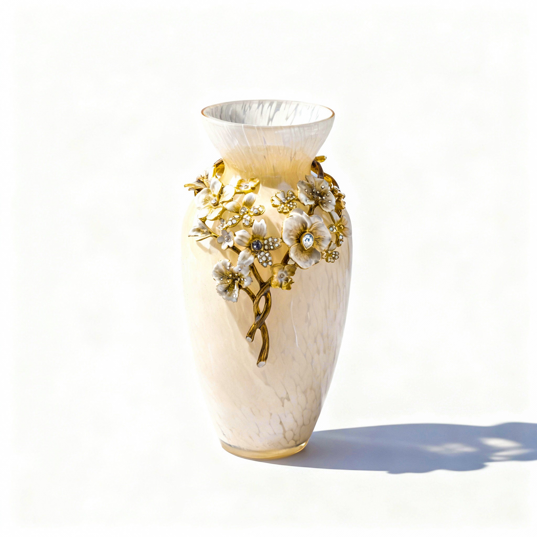 Jay Strongwater. Polly Bouquet Crystal Vase Studded with Swarovski