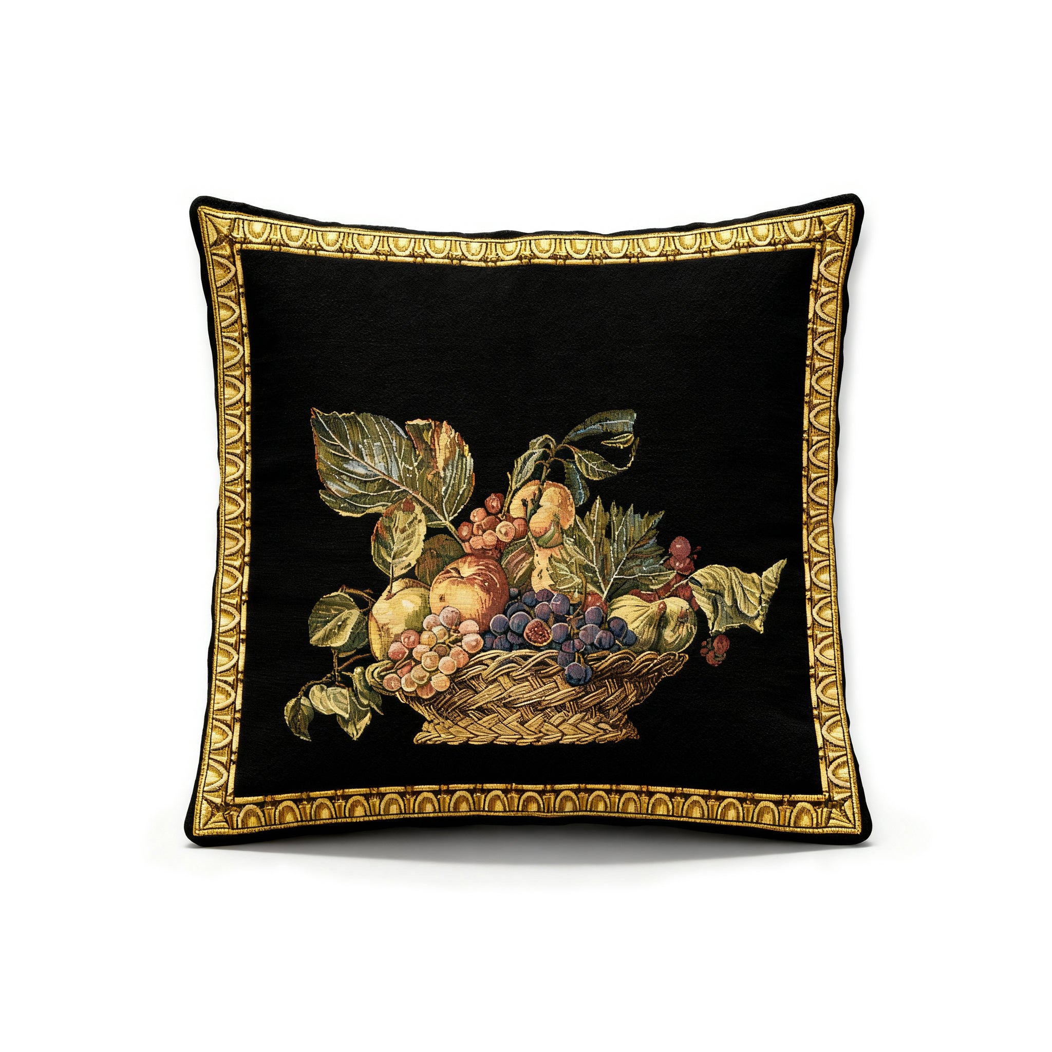 Idée Art Exclusive. Handmade Tapestry Tableau With Fruits Basket Design. Black Colour. Large Size