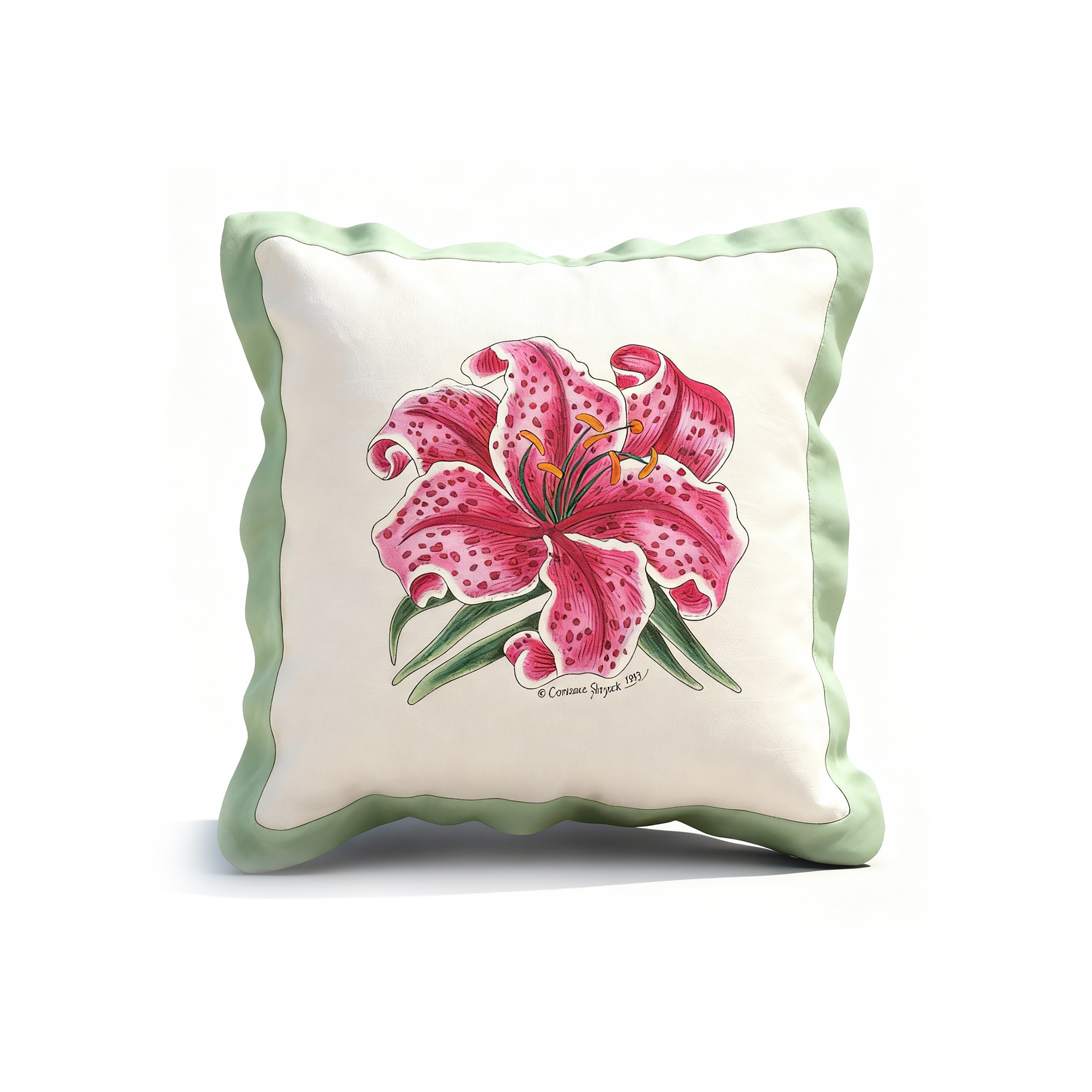 Idée Art Exclusive. Square Cushion With A Rose Motif. Large Size