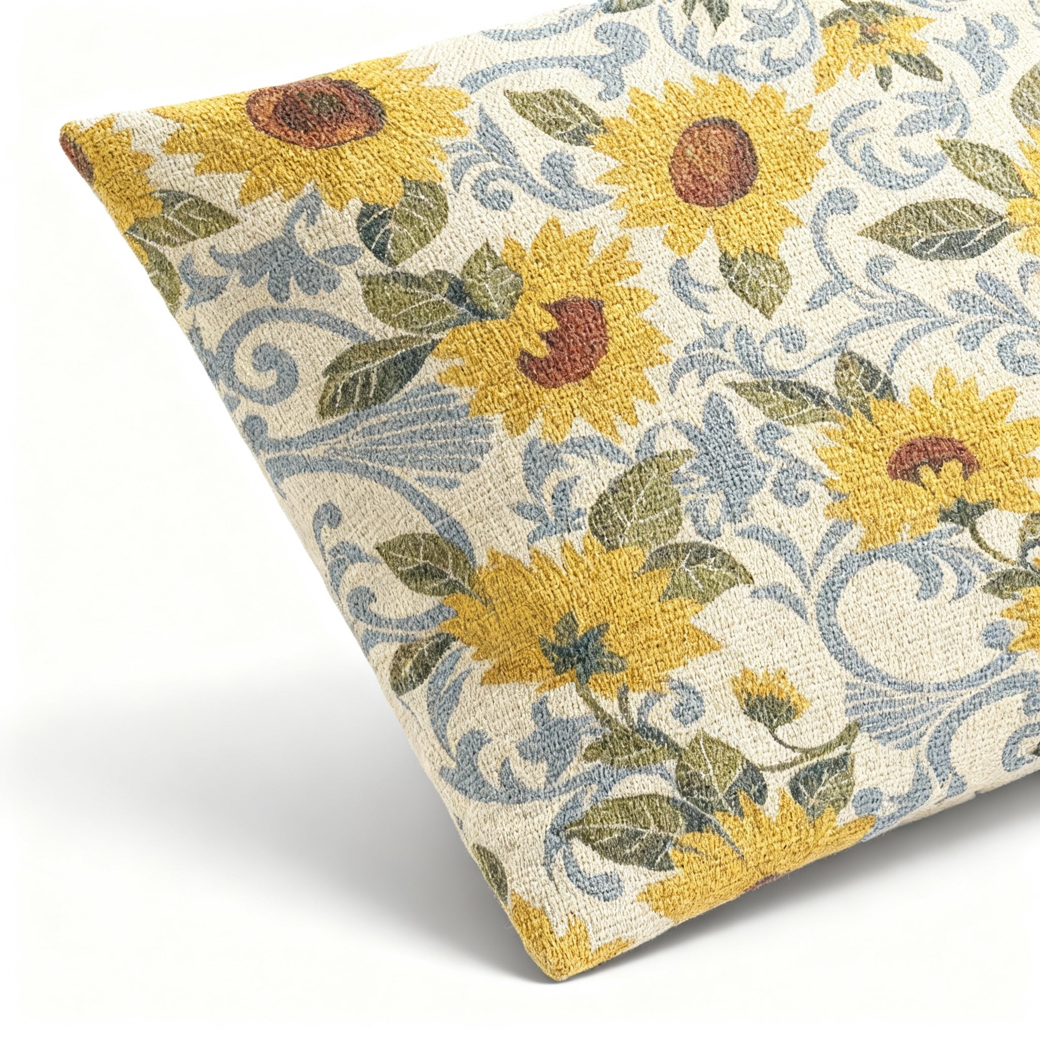 Idée Art Exclusive. Square Cushion with sunflower Motif. Large Size