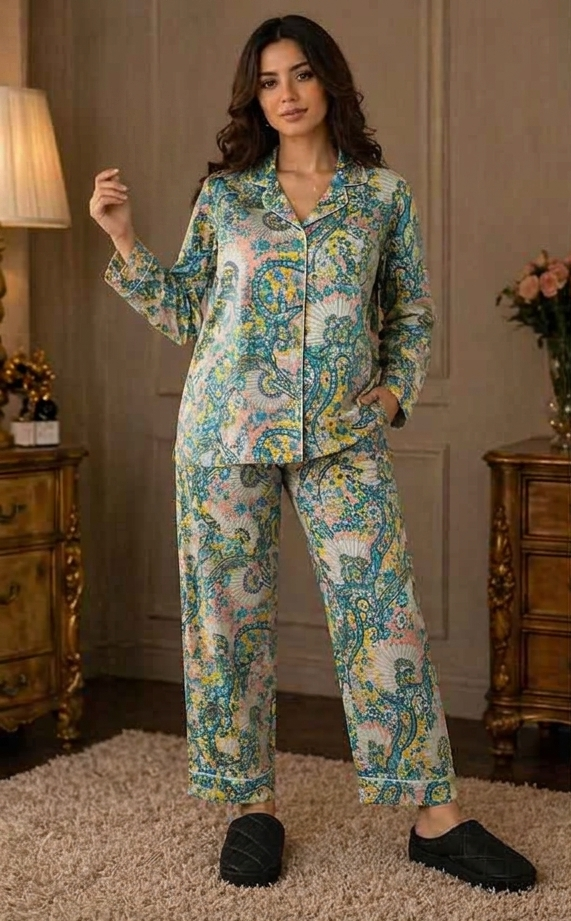 Ivory Paisley-Print Pajama Set