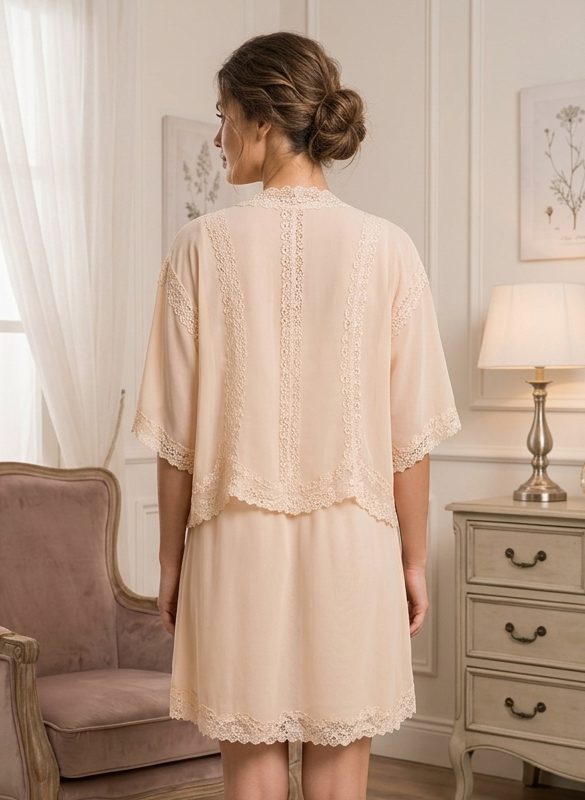Ivory Side-Tie Nightgown and Robe Set