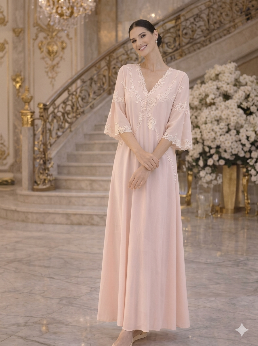 Blush Pink Bell-Sleeve Nightgown